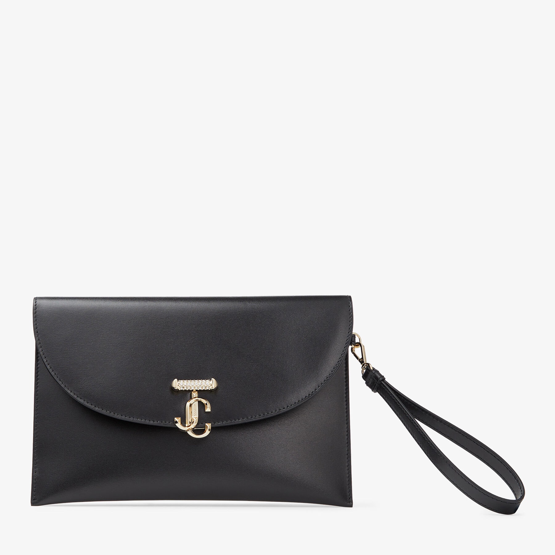 JC Envelope Pouch
Black Leather Pouch with Crystal Bar and Gold JC Emblem 1