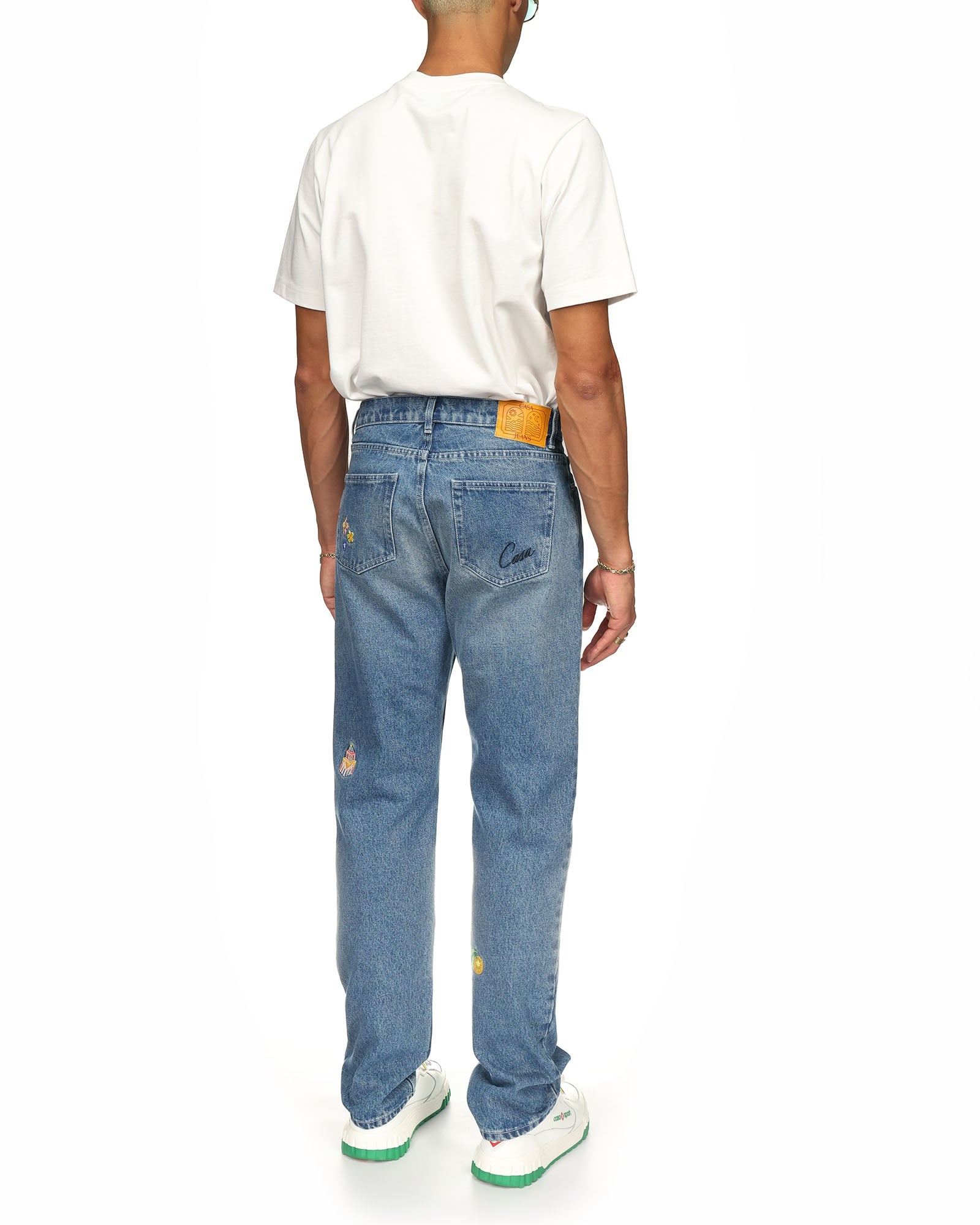 Motif Straight Leg Jeans - 5