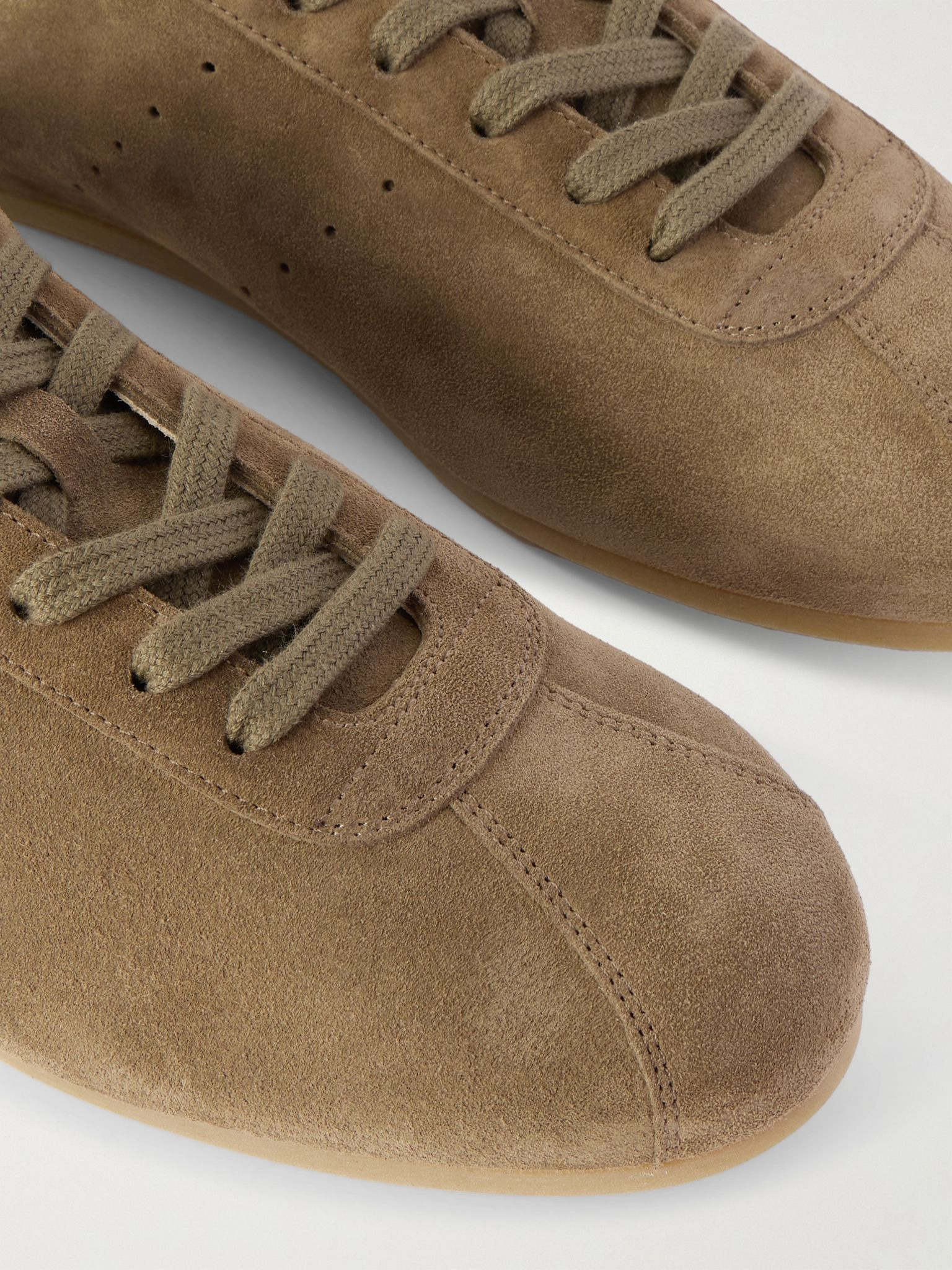 Driving Lo Profile Leather-Trimmed Suede Sneakers Green - 5