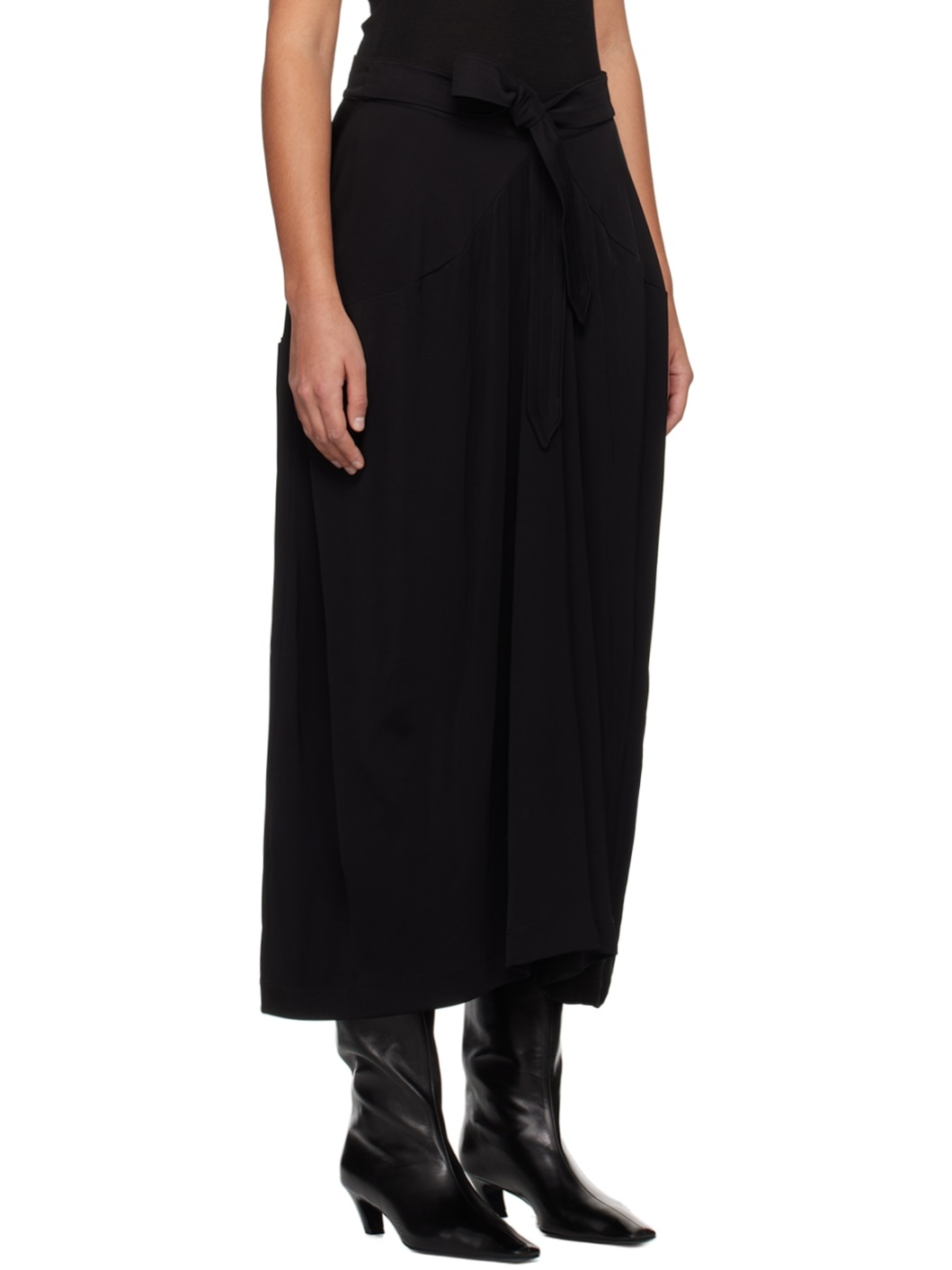 Black Self-Tie Maxi Skirt - 2