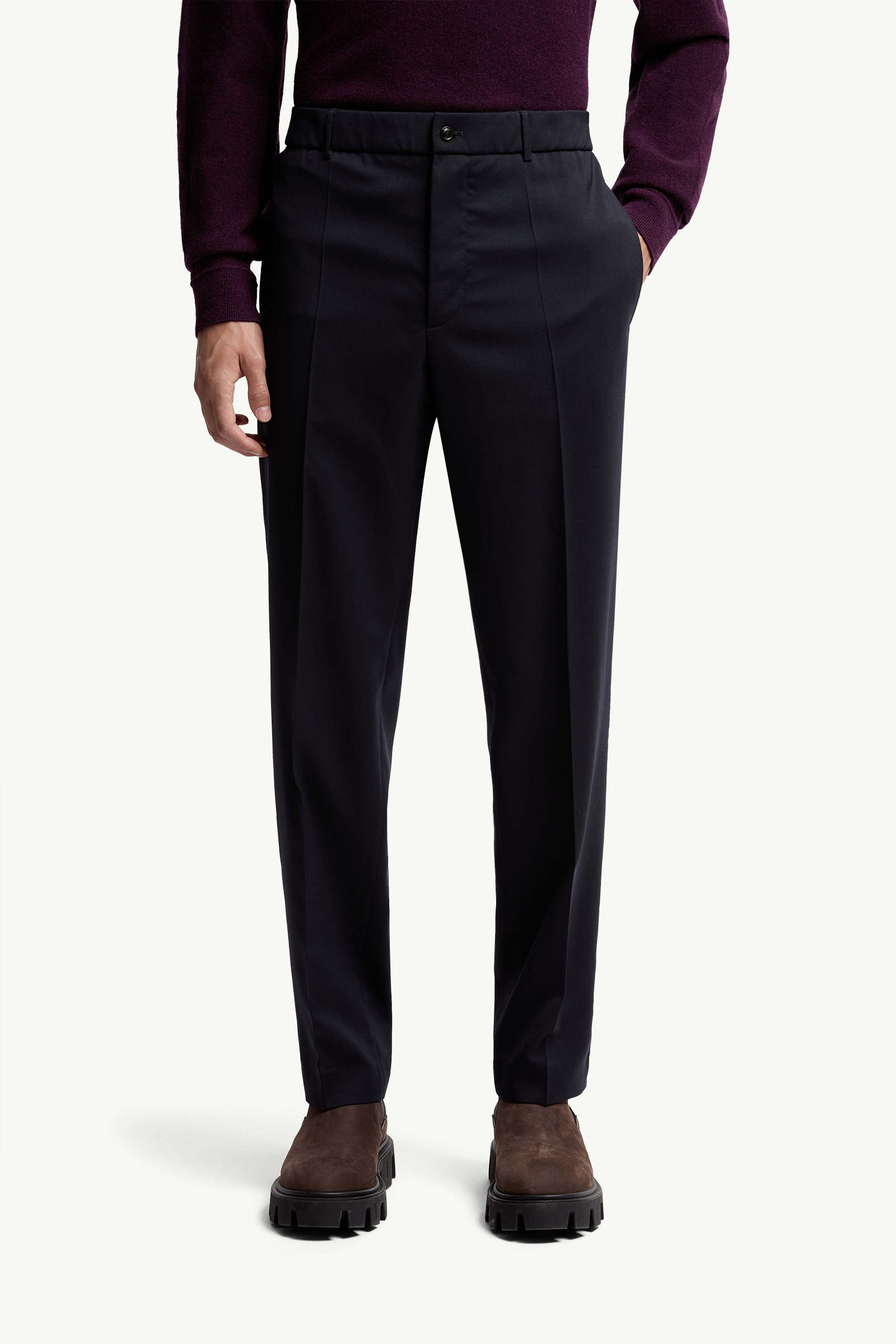 Wool Blend Gabardine Tailored Pants - 3