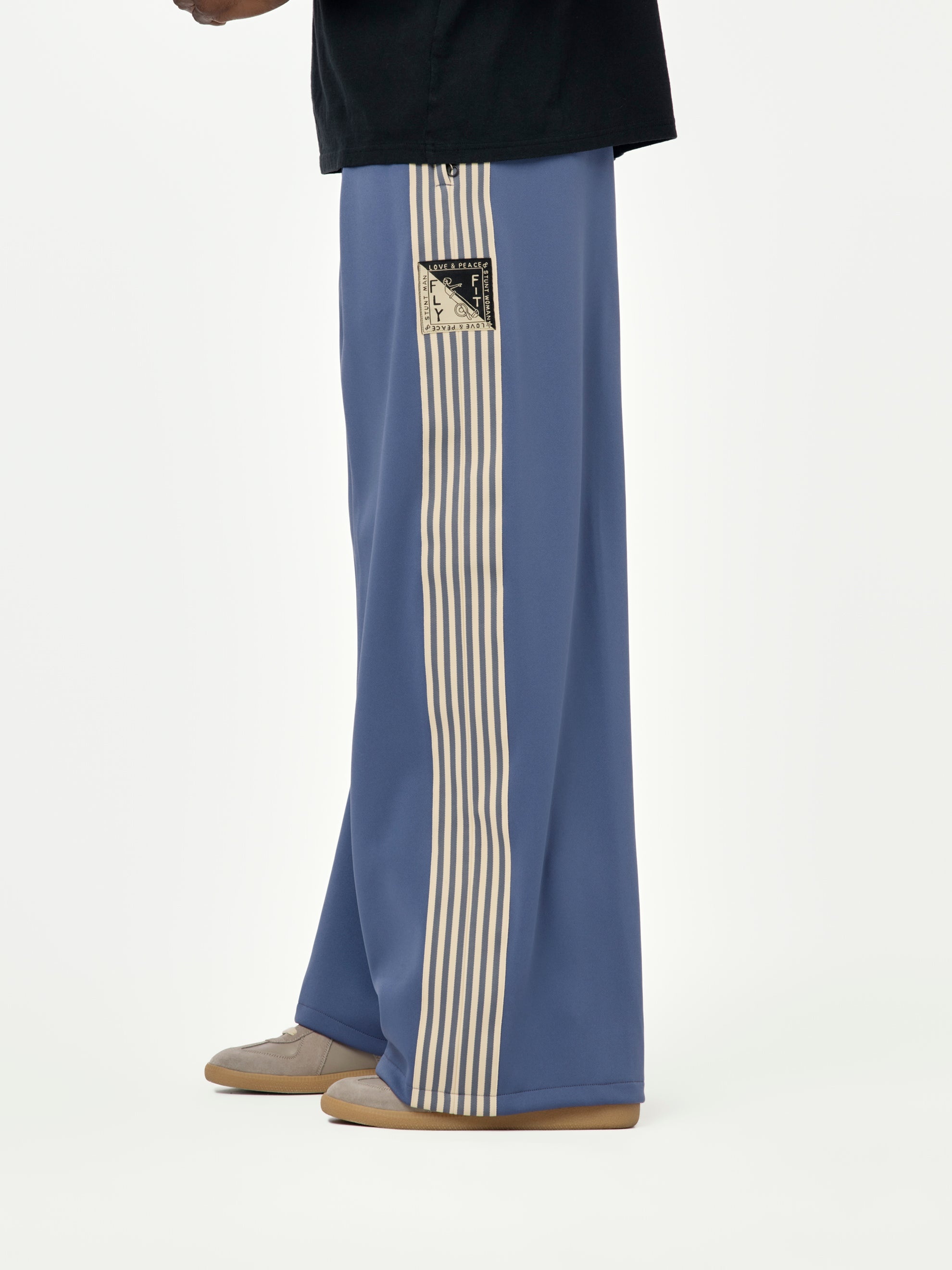 SMOOTH JERSEY STANTMAN&WOMAN BAGGY TRUCK PANTS (BANNER STRIPE) (PURPLE) - 2