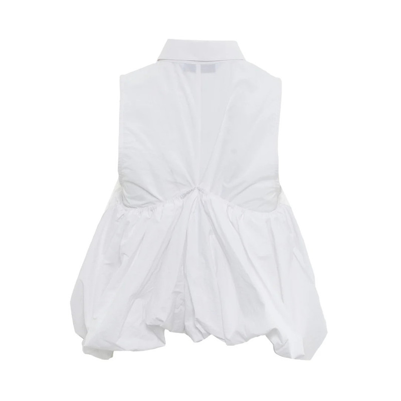 pushBUTTON White Voluminous Sleeveless Shirt outlook