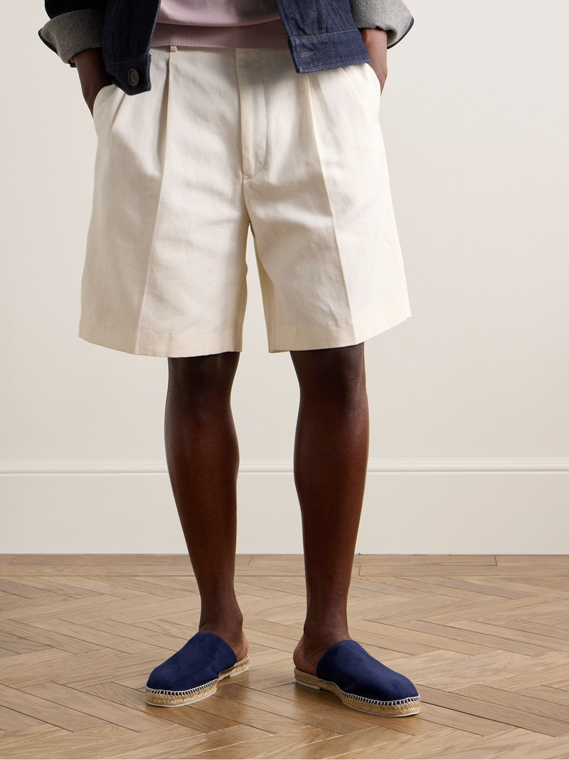 Loro Piana Seaside Walk Suede Backless Espadrilles Indigo outlook