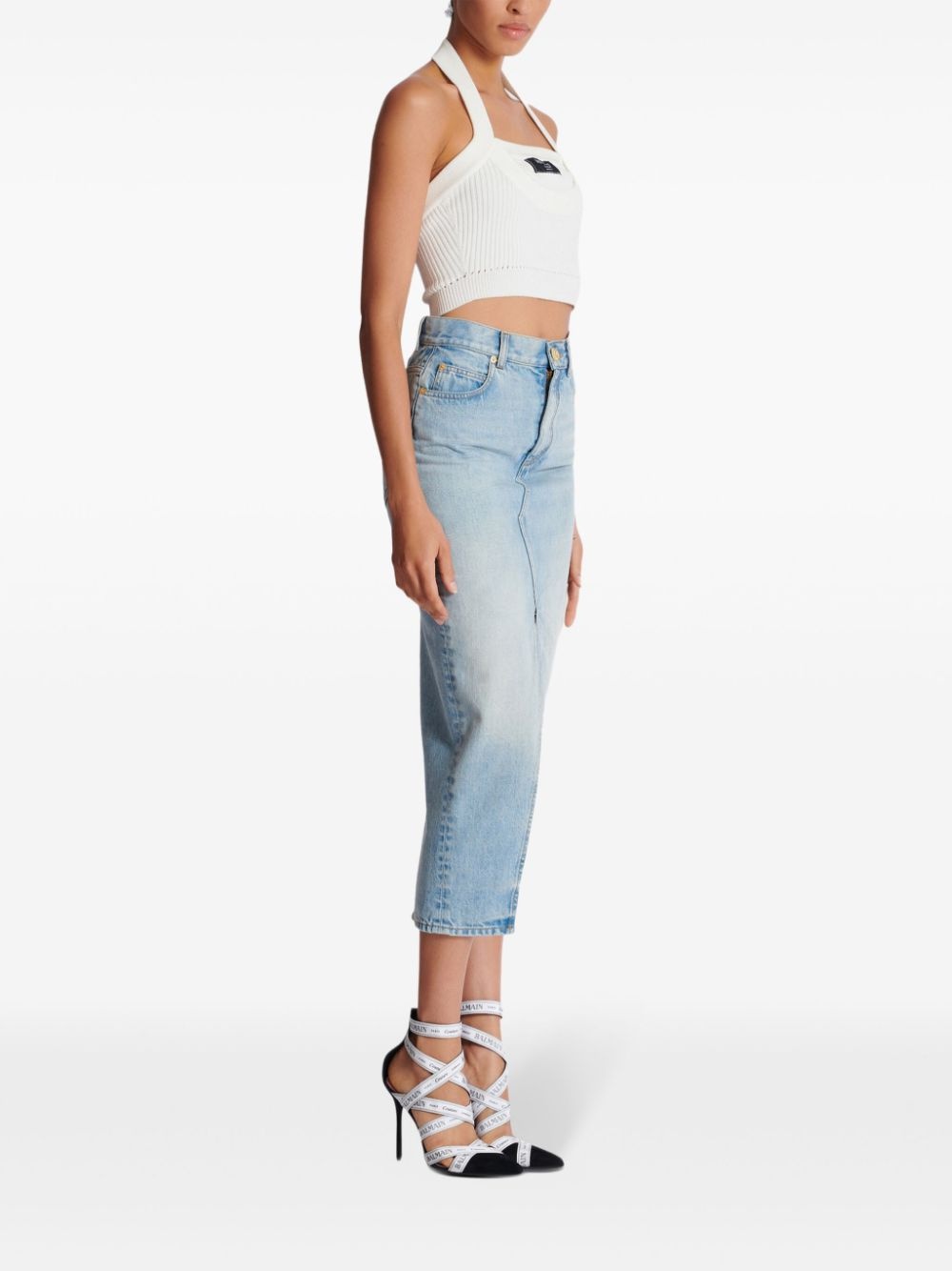 ribbed halterneck top - 3