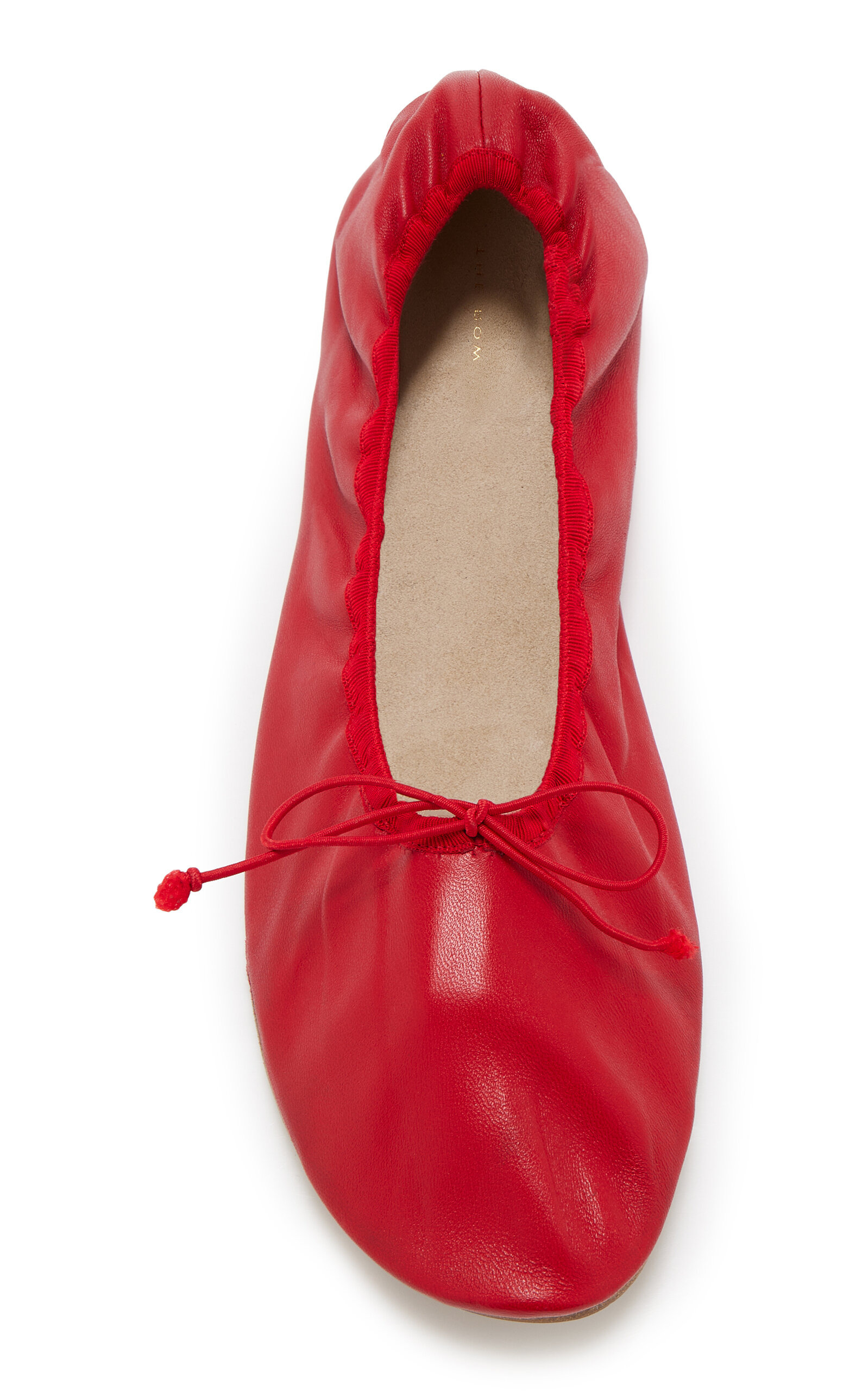 Round Leather Ballet Flats red - 2