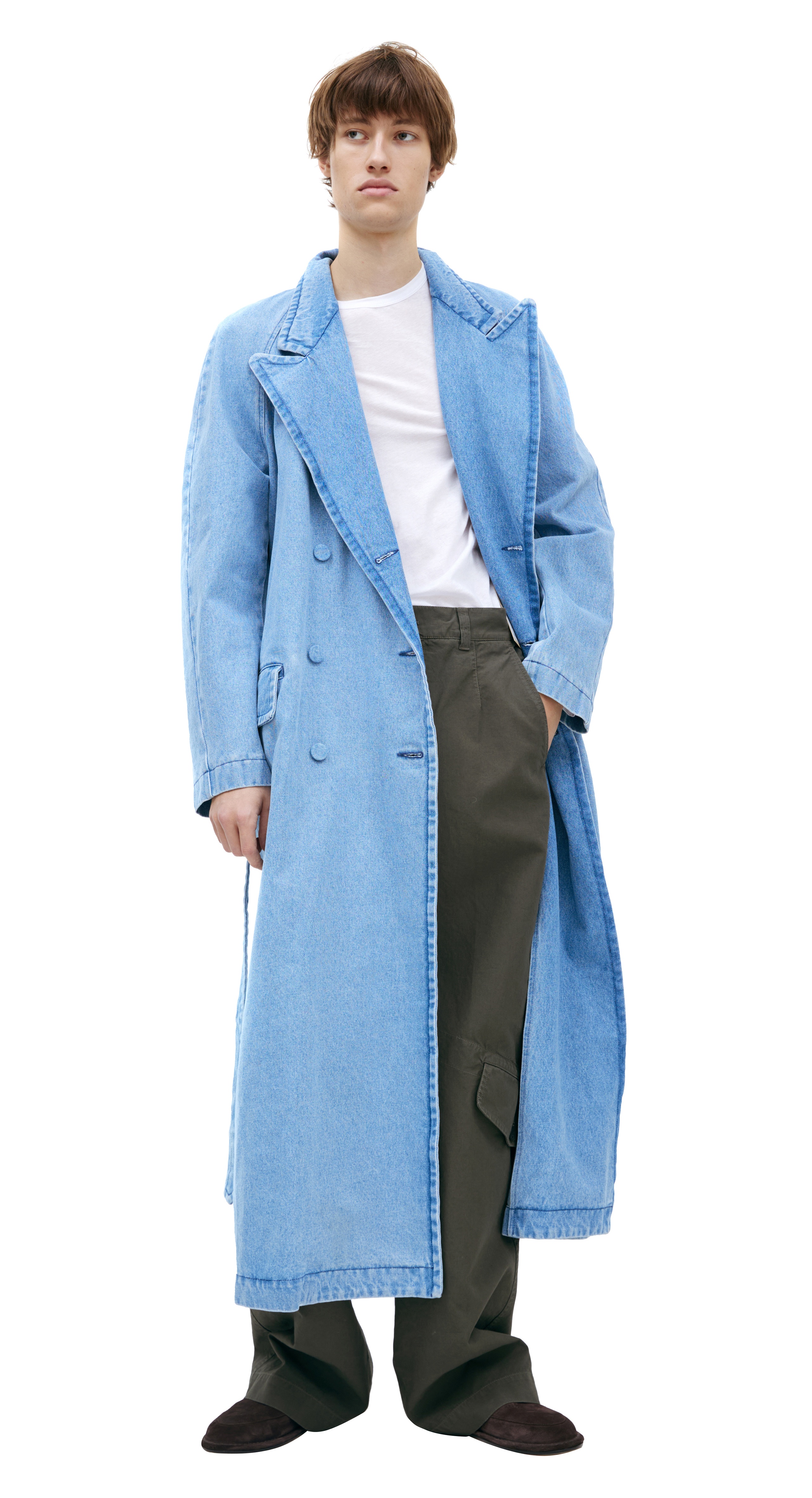 DENIM TRENCH COAT WITH BELT - 3