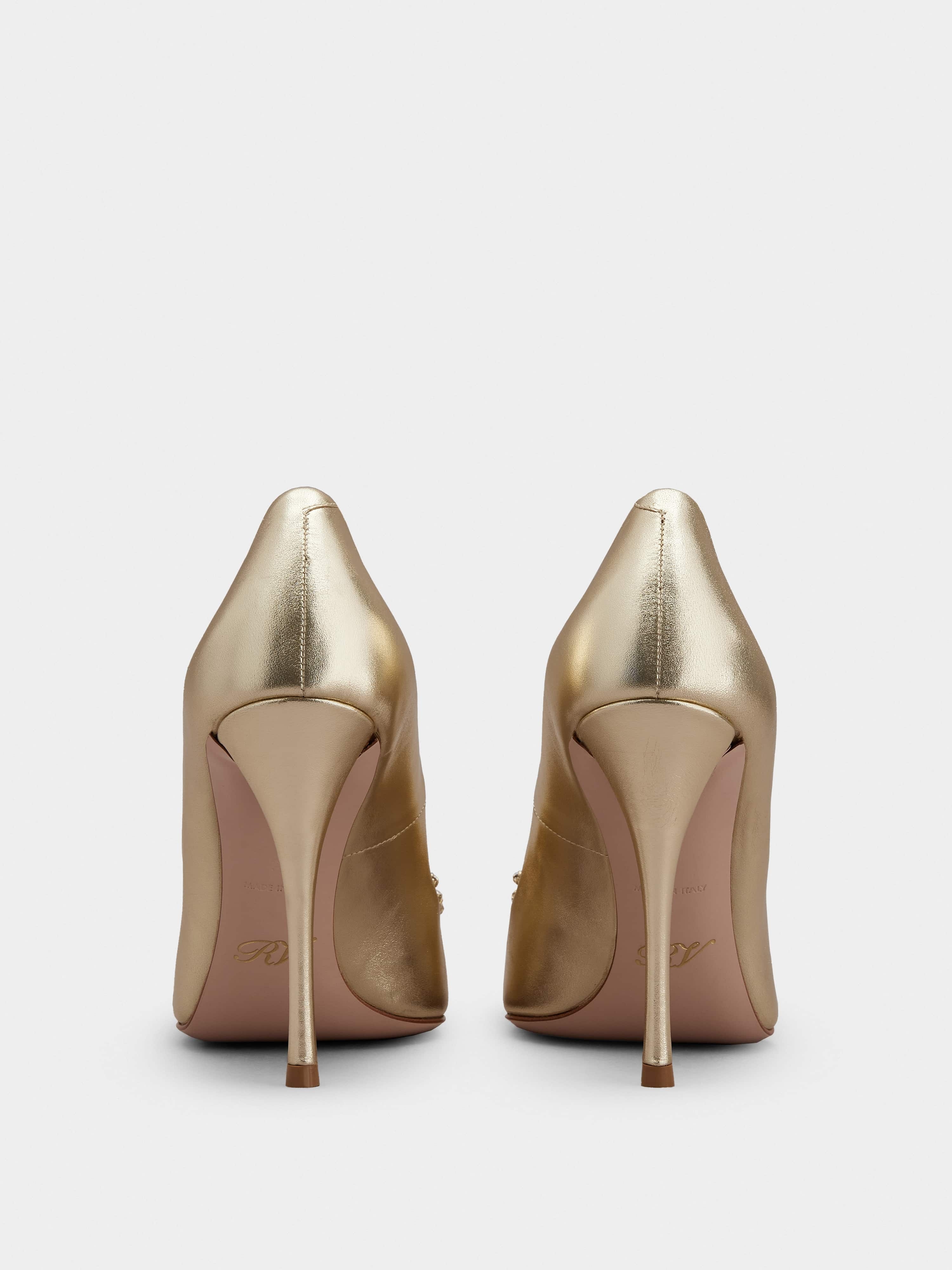 Flower Strass Buckle Pumps in Nappa Leather - 5