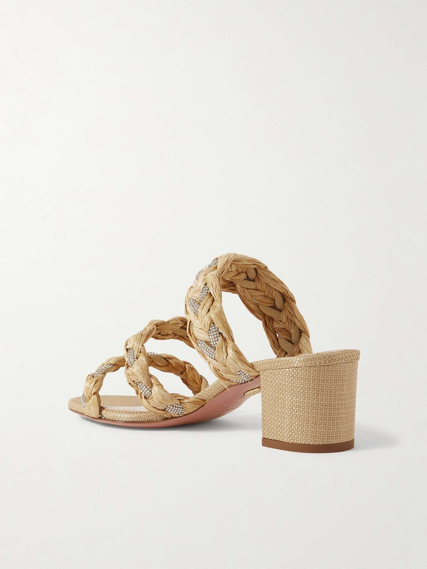 Costiera crystal-embellished cord-trimmed raffia sandals - 3