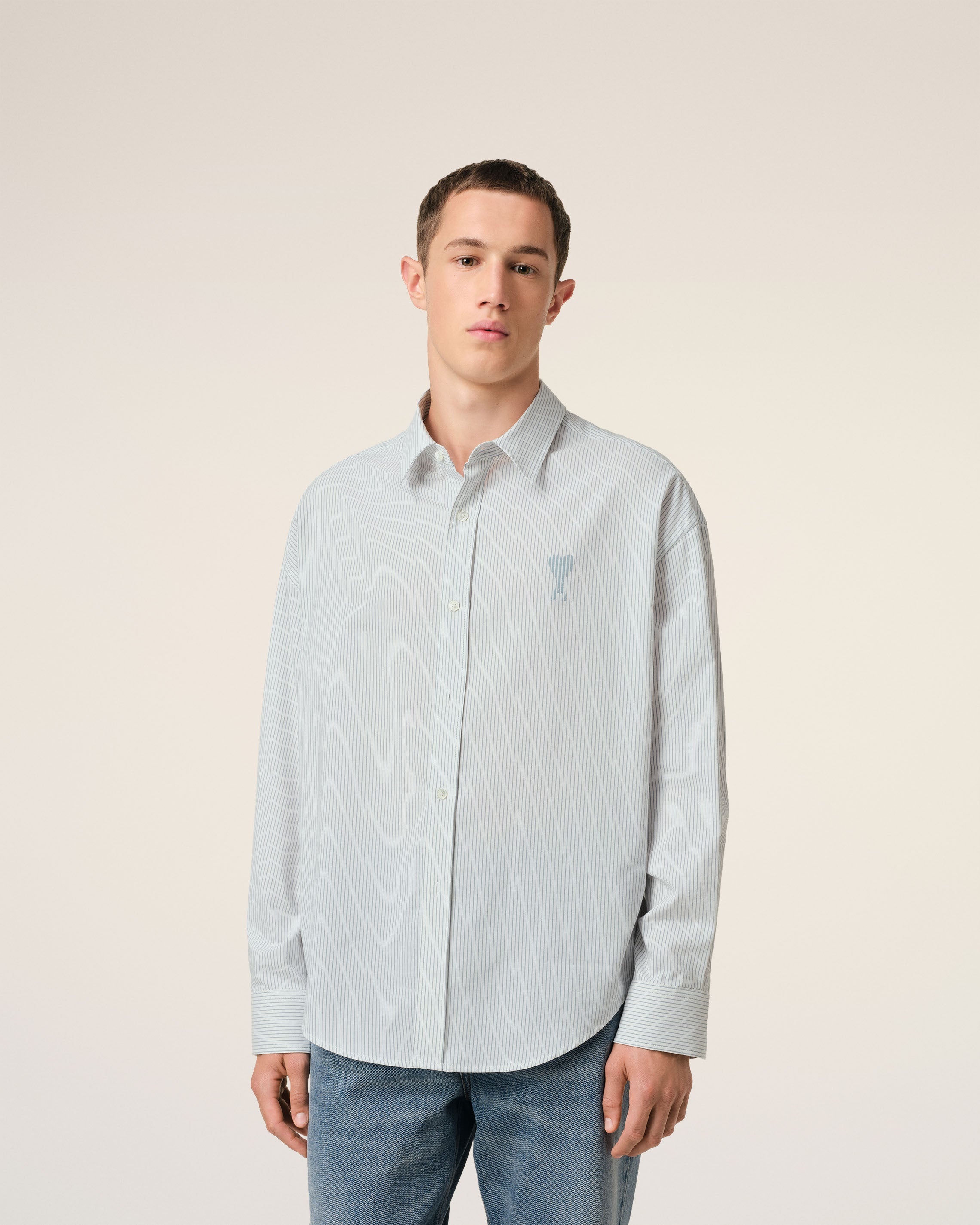 BLUE COTTON BOXY FIT SHIRT - 3