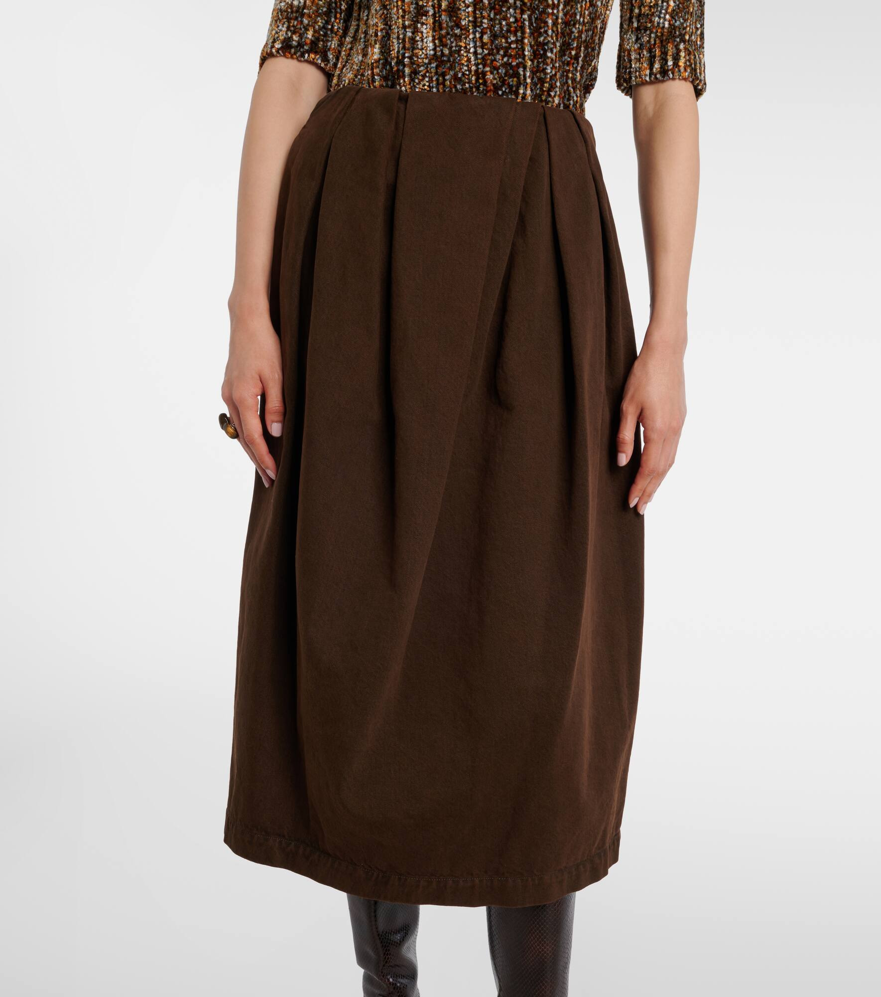 Draped denim midi skirt - 5