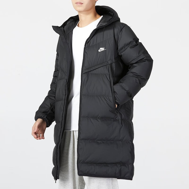 Nike hooded puffer long coat 'Black' DV1134-010 - 5