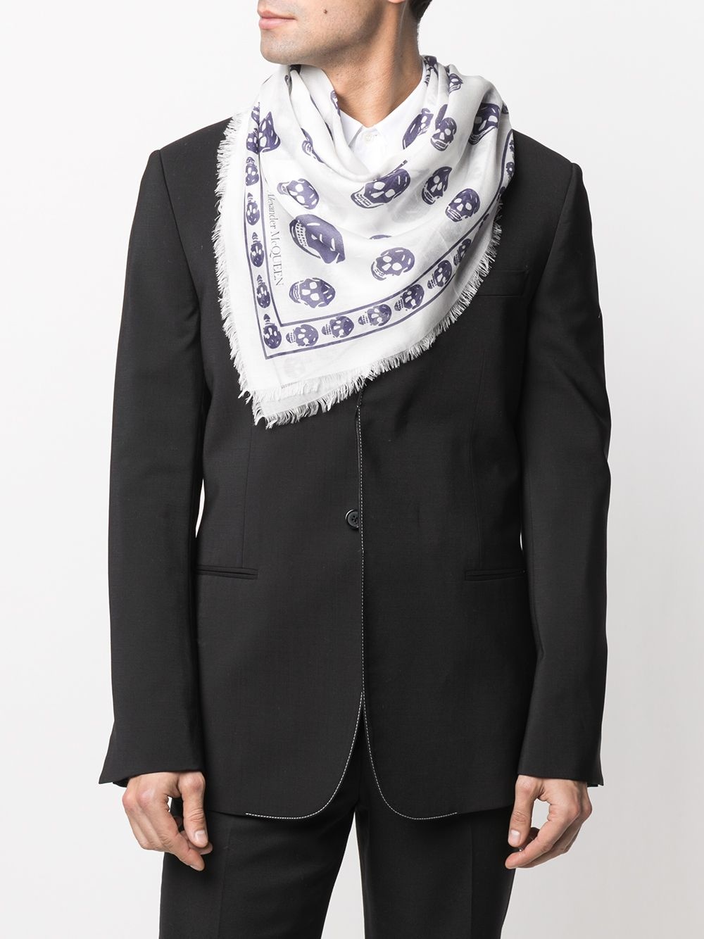 skull-print frayed scarf - 2