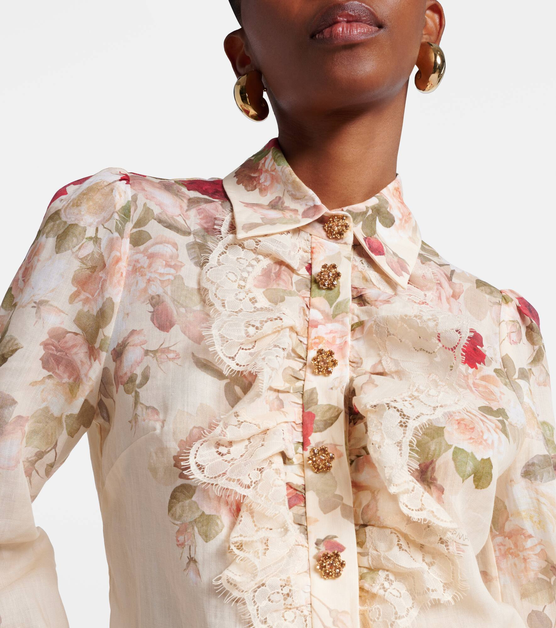 Hypnotic floral ramie blouse - 4