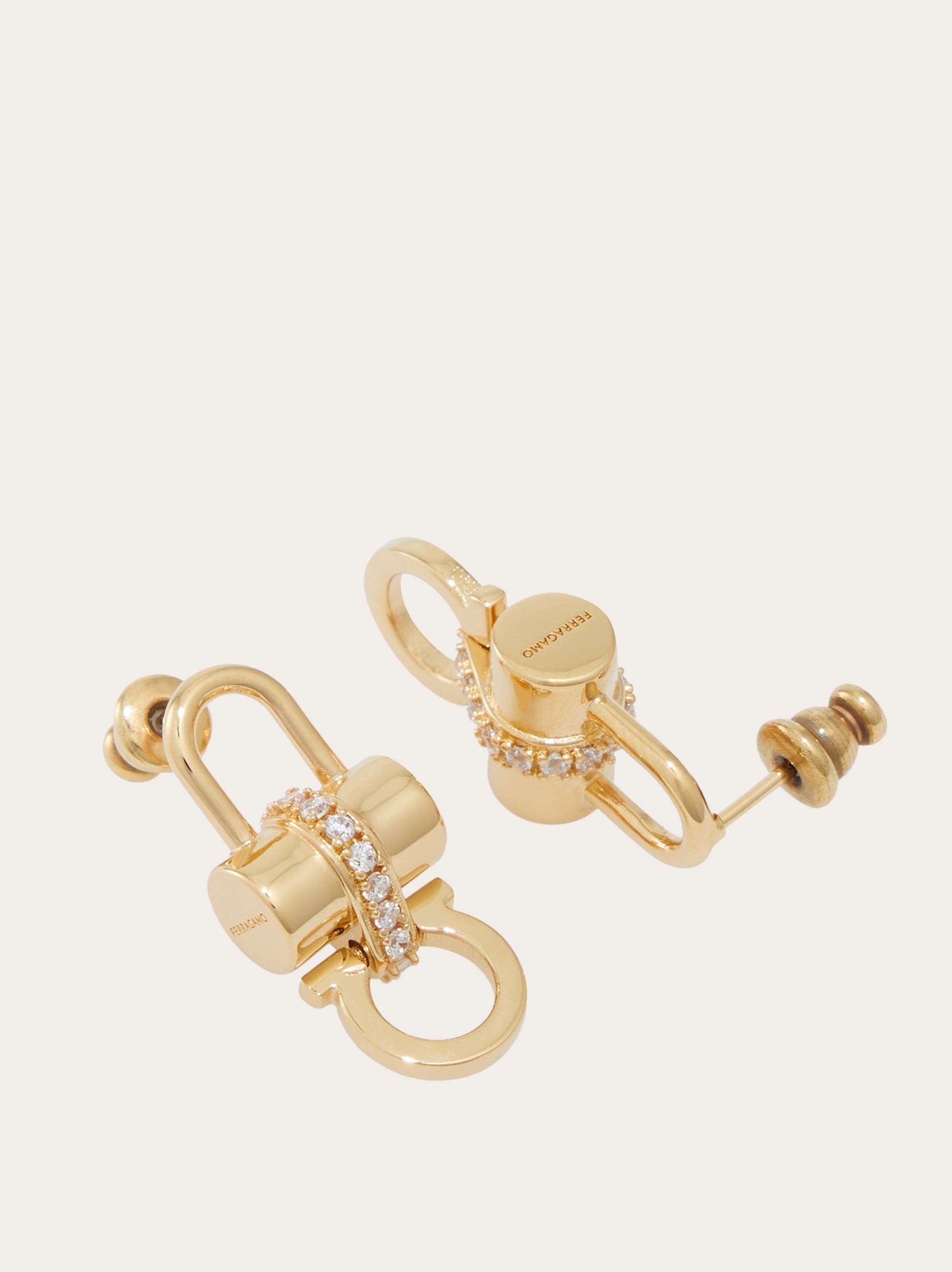 Crystal embellished padlock earrings - 2