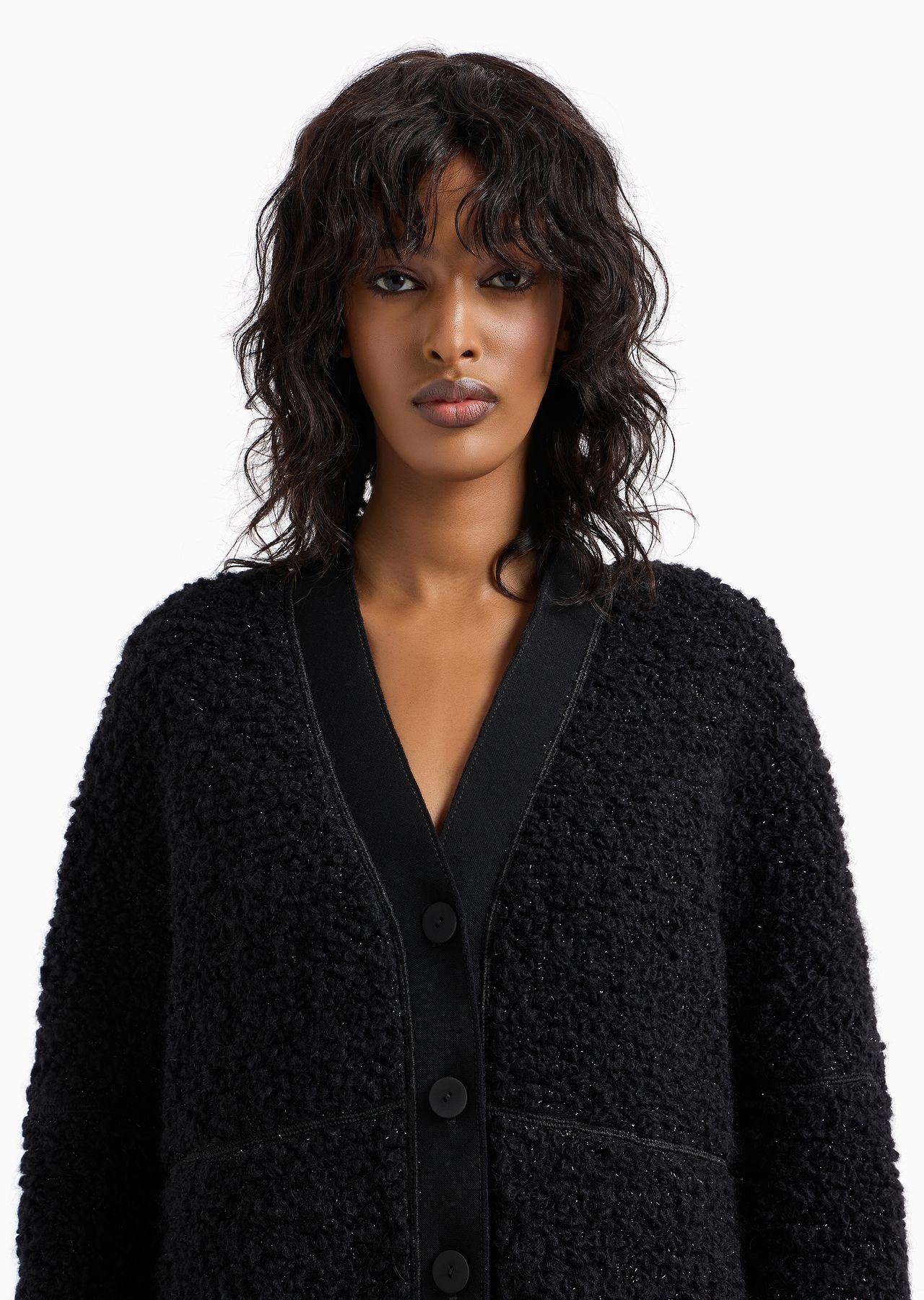 Long bouclé-effect wool-jersey cardigan - 5