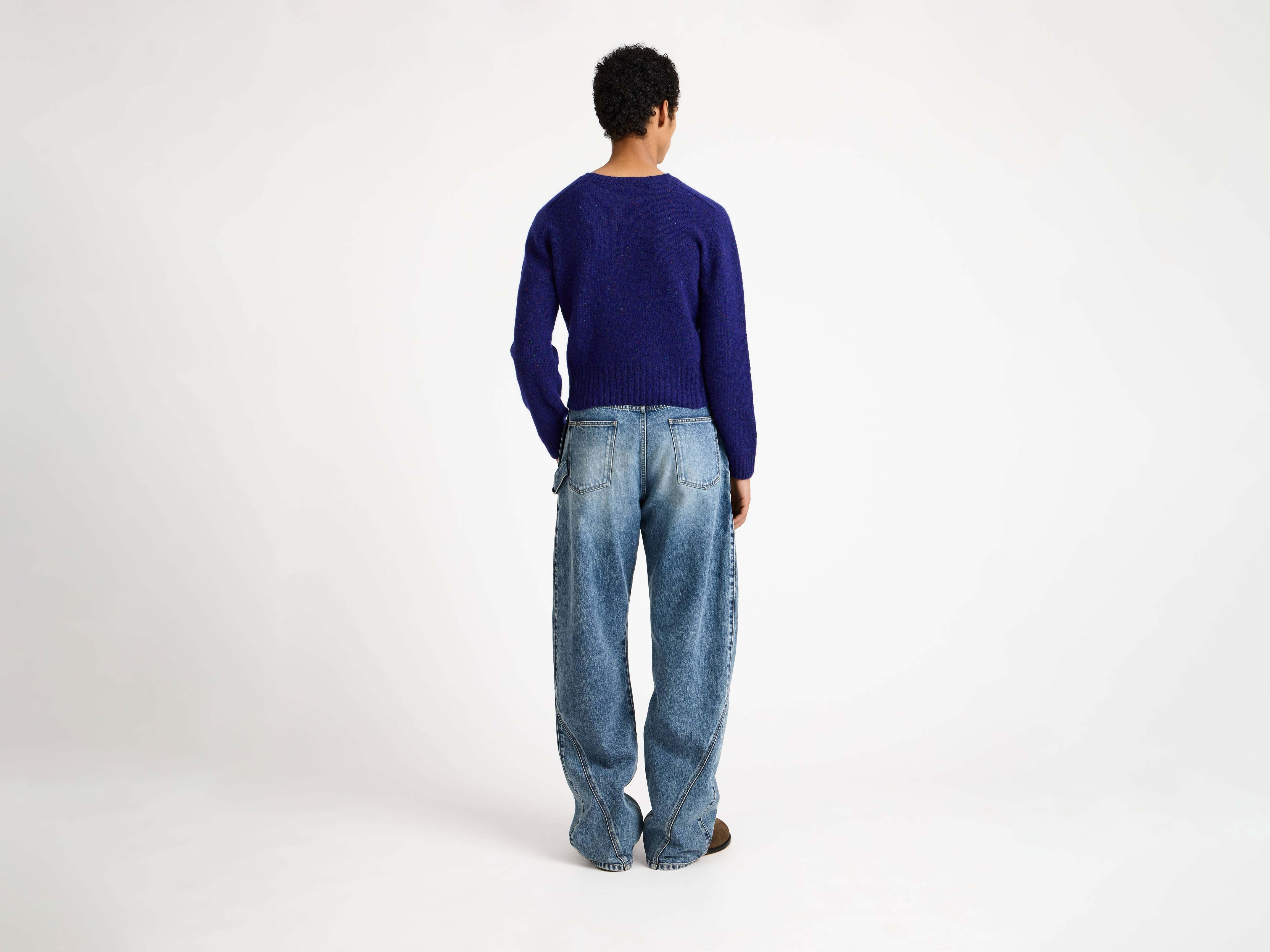 SLEEVE EMBROIDERED CREW NECK JUMPER IN VIOLET - 3
