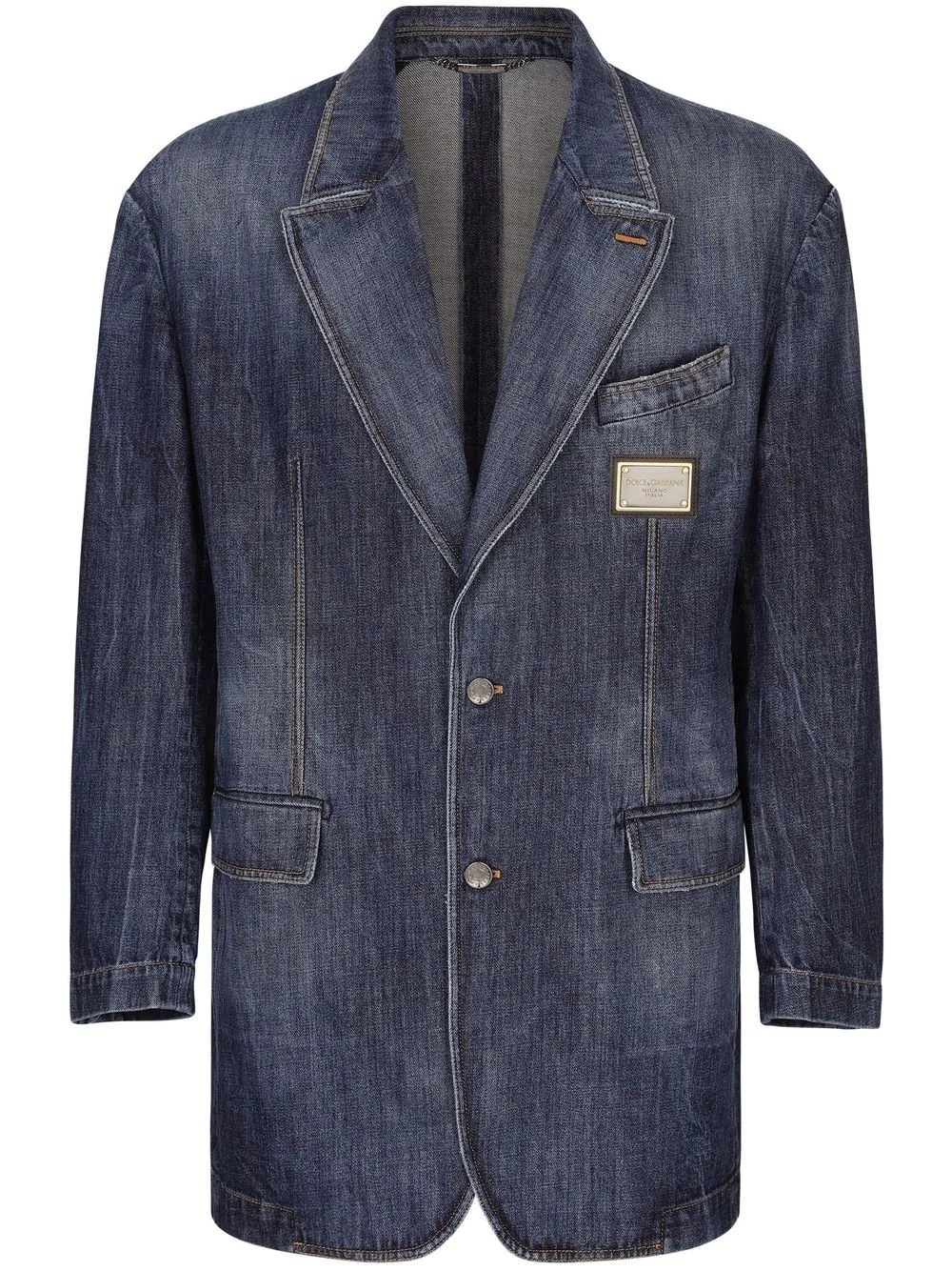 longline denim blazer - 1