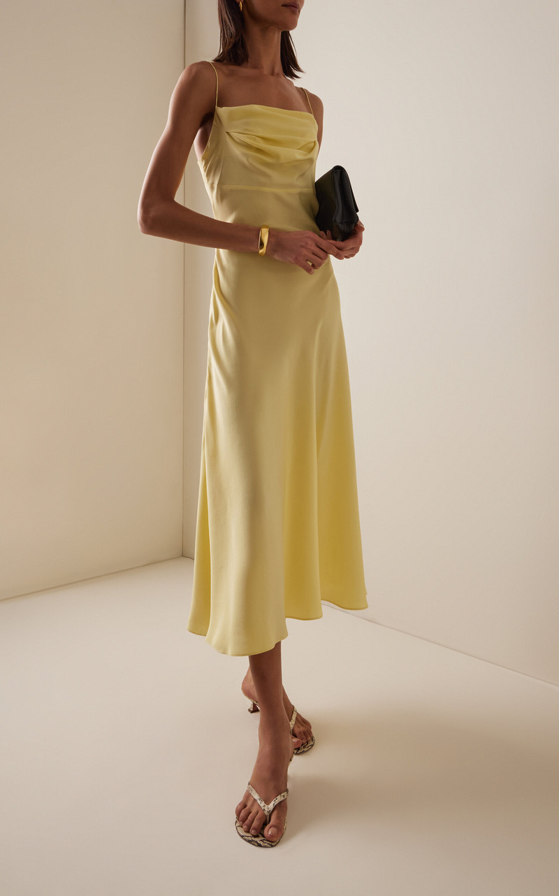 Balmain Long Silk Satin Dress yellow outlook