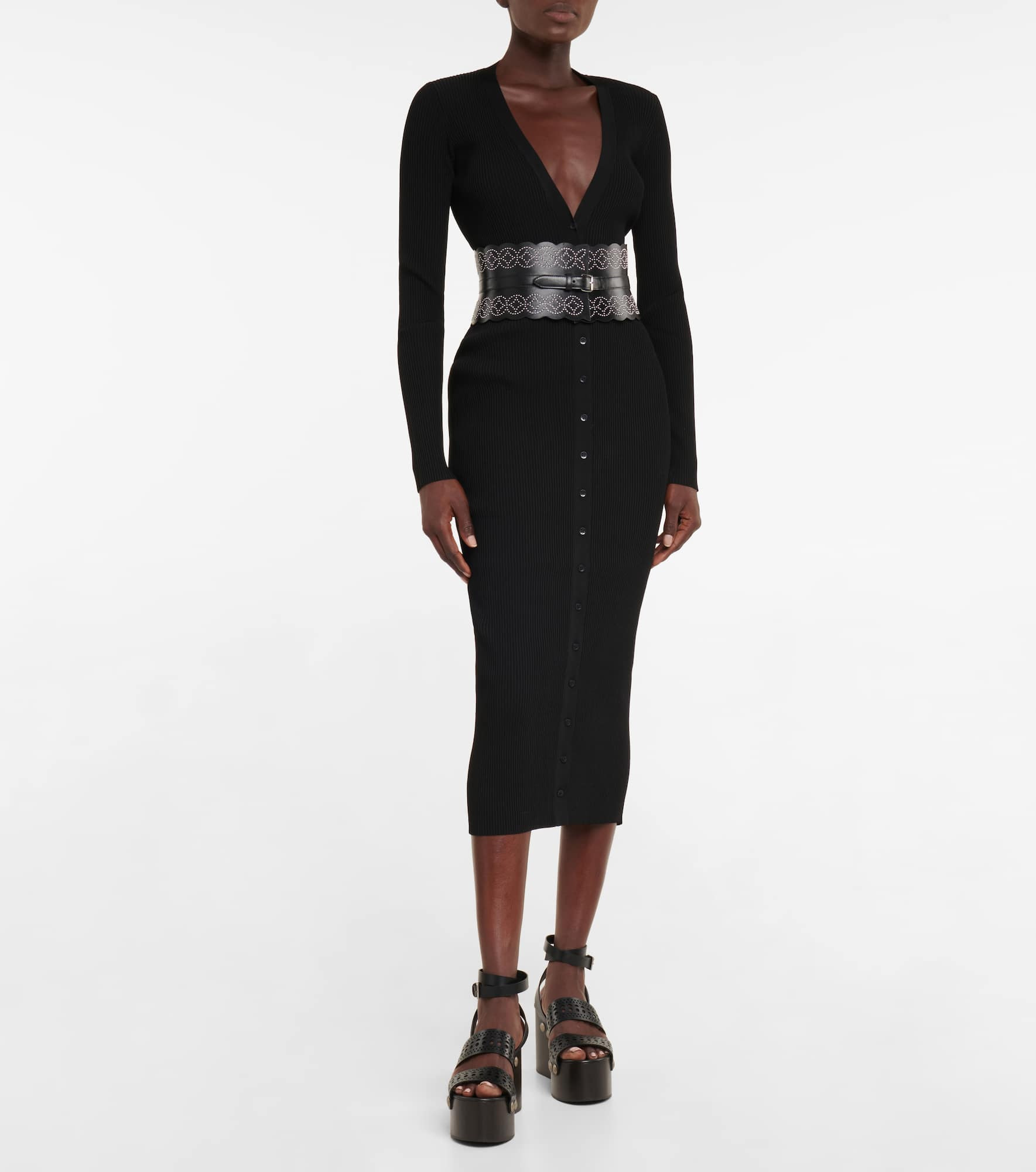 Long-sleeved midi dress - 2