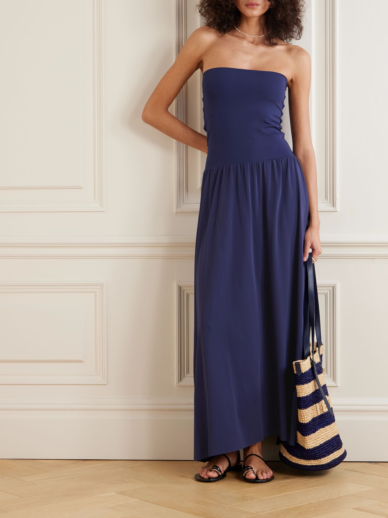Oda strapless stretch-jersey maxi dress Navy - 2