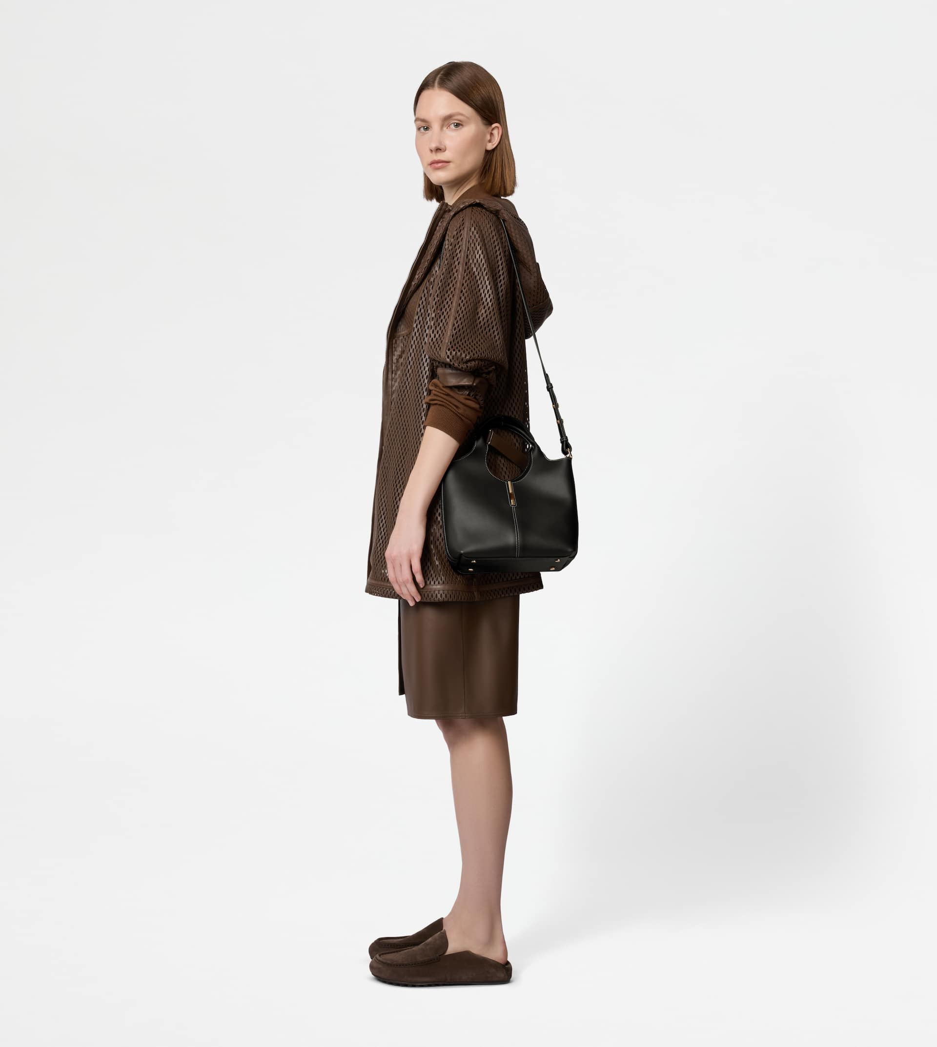 TOTE SHOPPING BAG IN LEATHER MINI - BLACK - 6