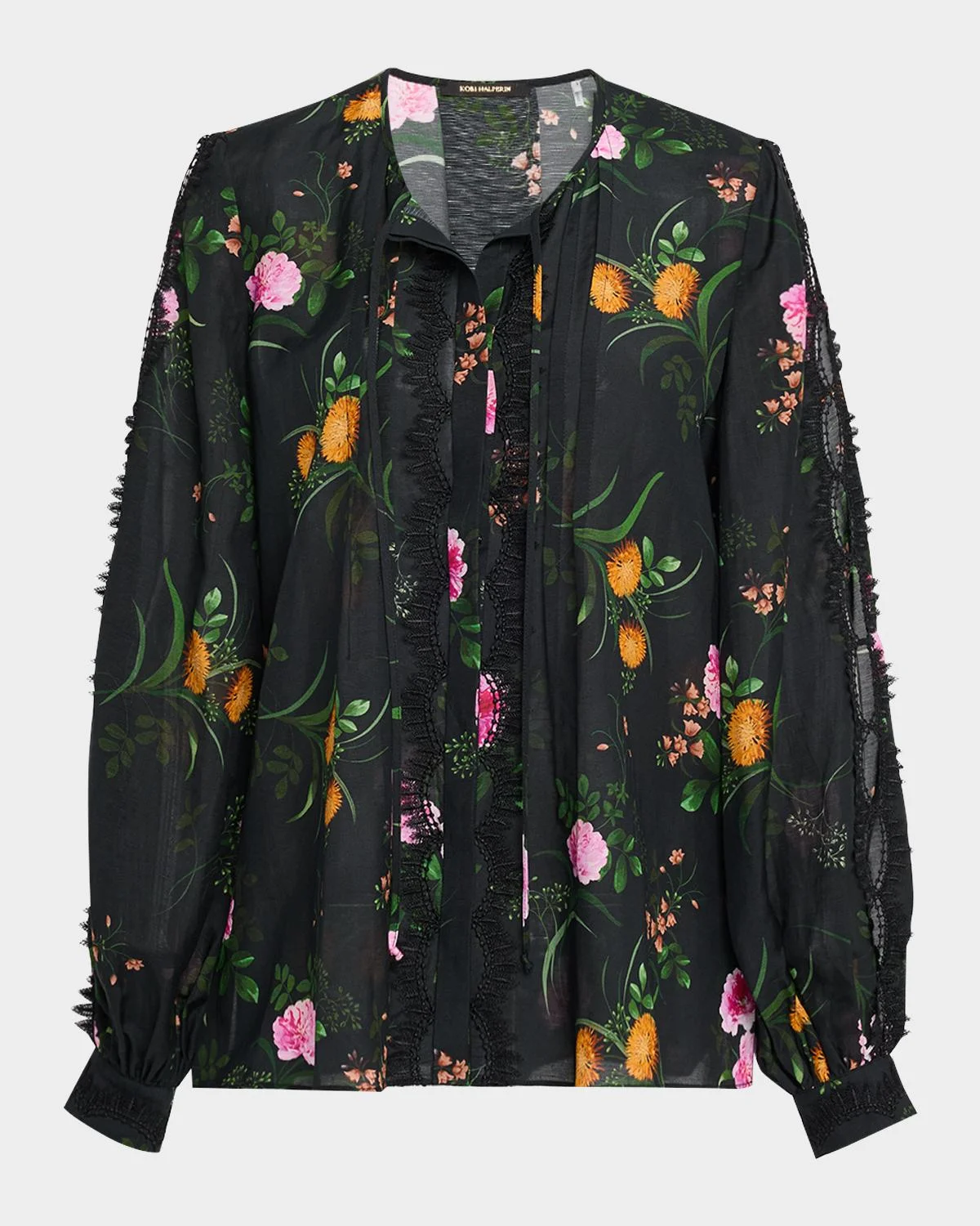 Ren Floral-Print Cutout Blouse - 1