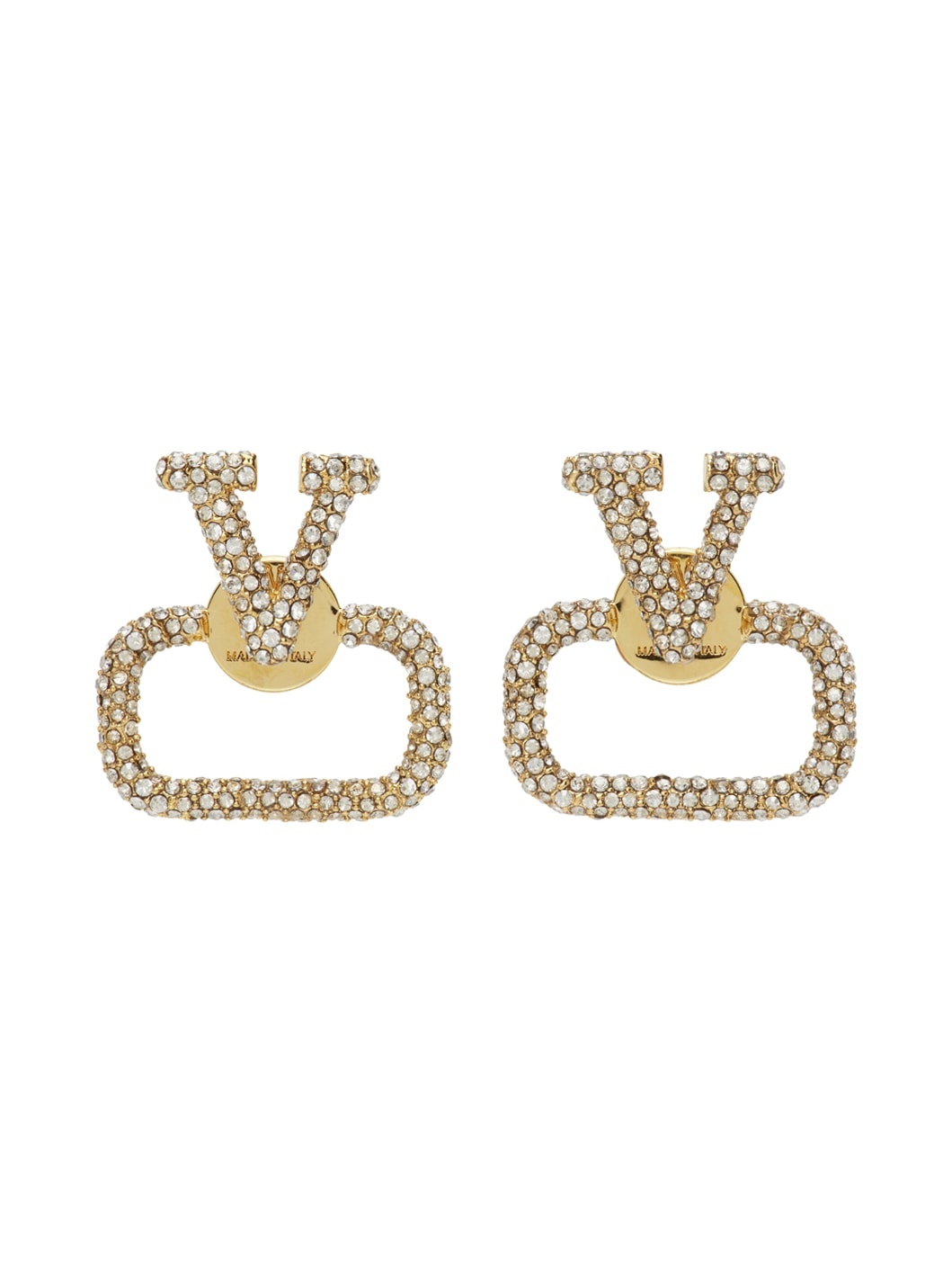 Gold VLogo Crystal Earrings - 1