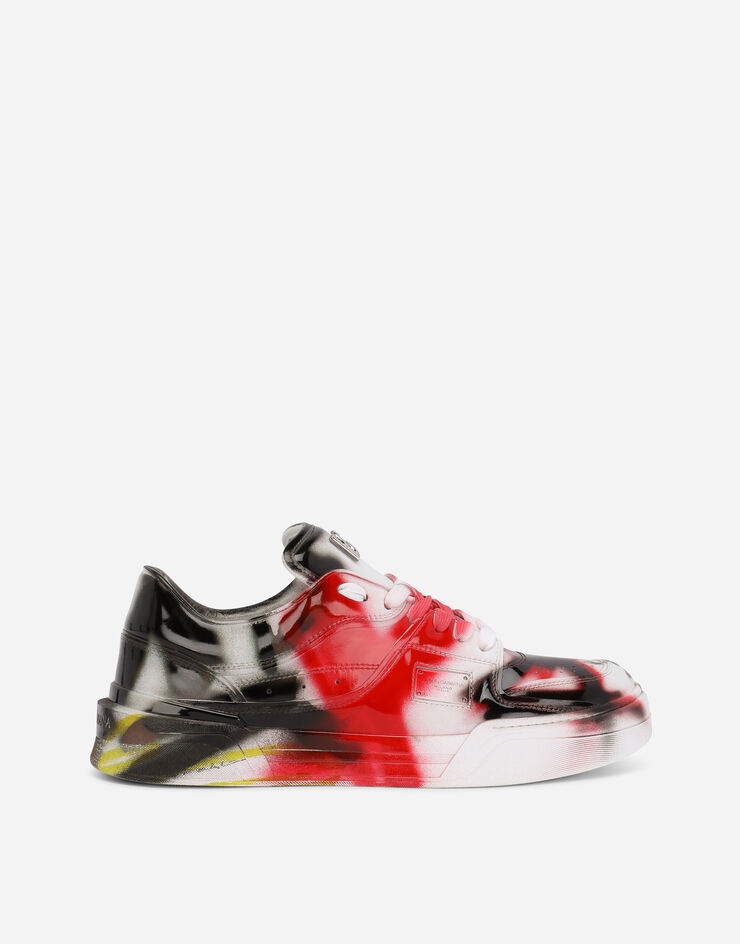 Calfskin New Roma sneakers with spray-paint graffiti print - 1