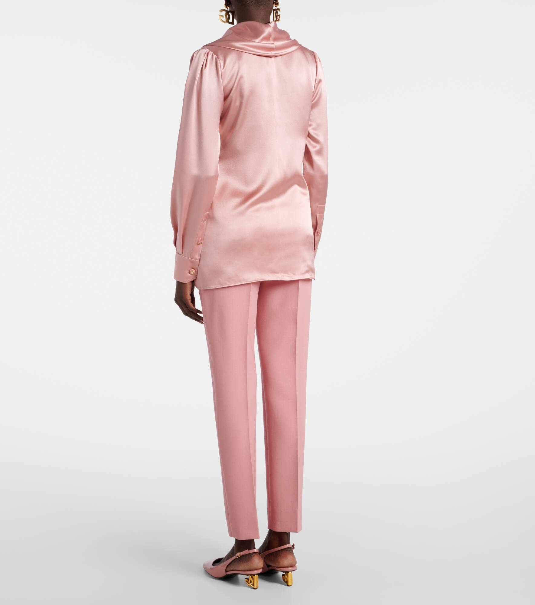 Draped silk satin blouse - 3