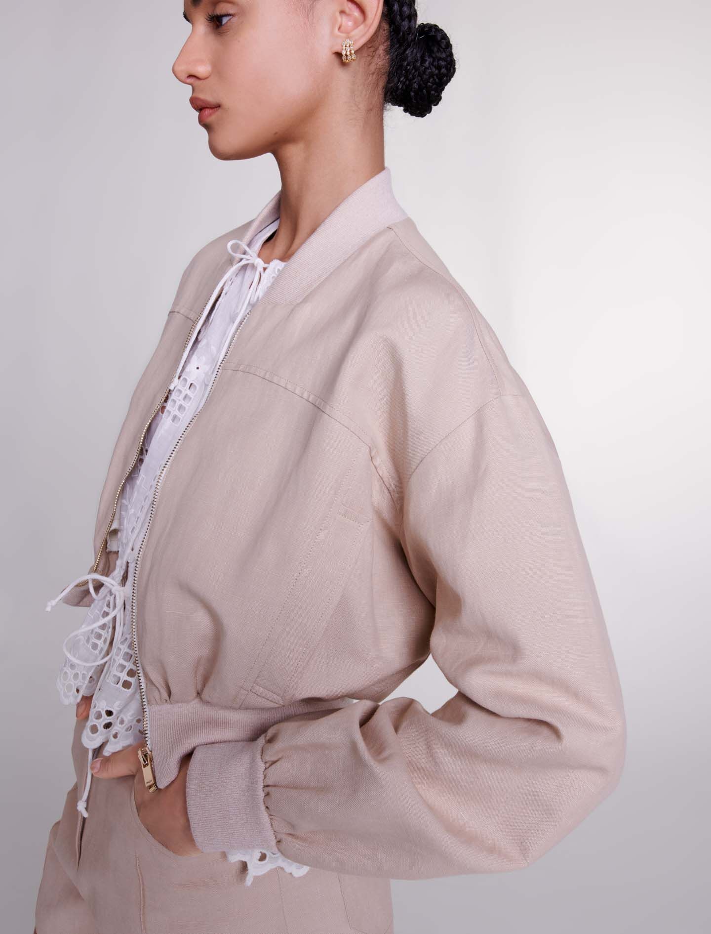 Cropped linen jacket - 3