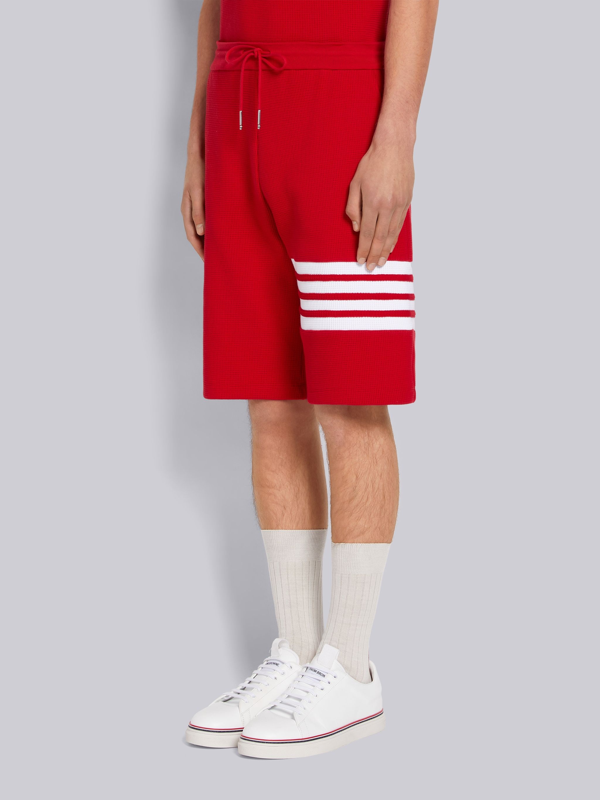 Red Compact Waffle 4-Bar Sweatshorts - 2