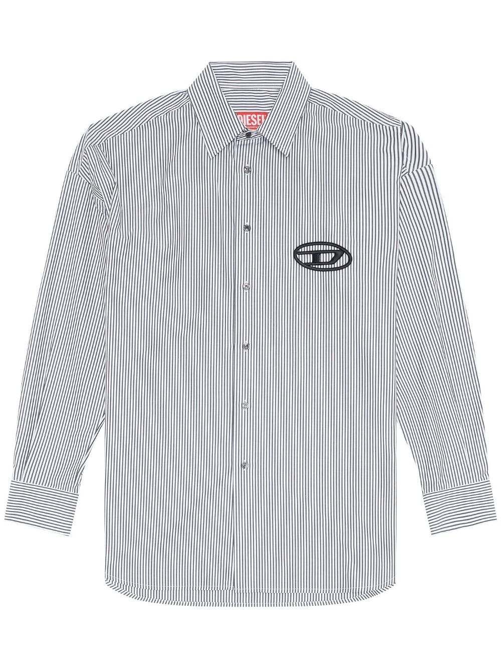 logo-embroidered striped poplin shirt - 1