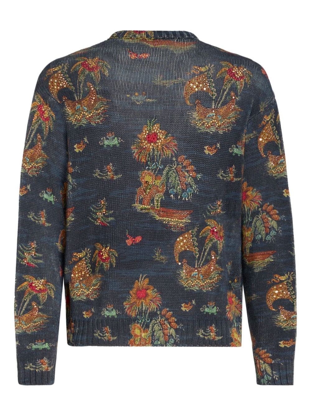 motif-print silk-linen jumper - 6