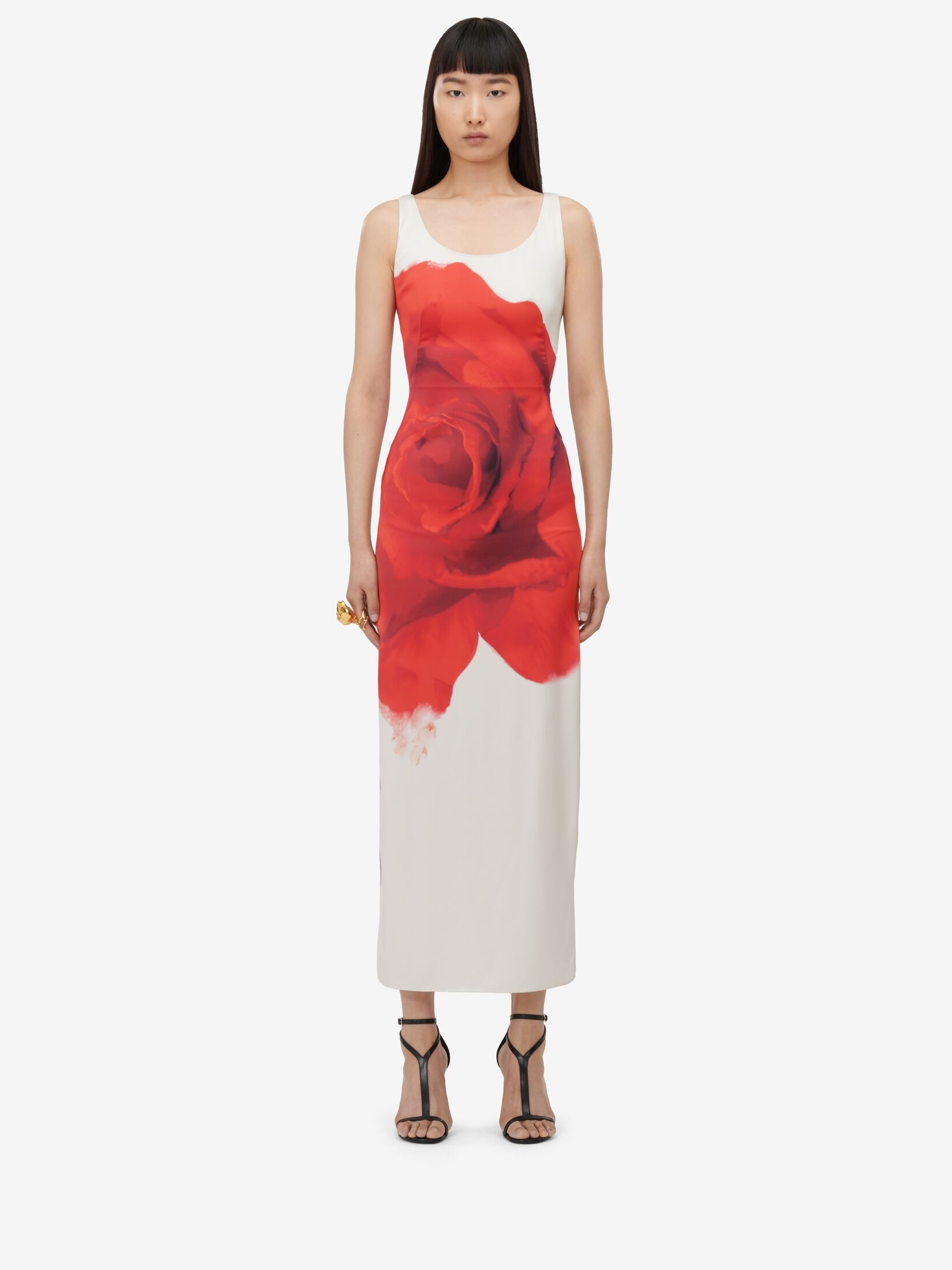 Women's Bleeding Rose Pencil Dress in Optic White - 2