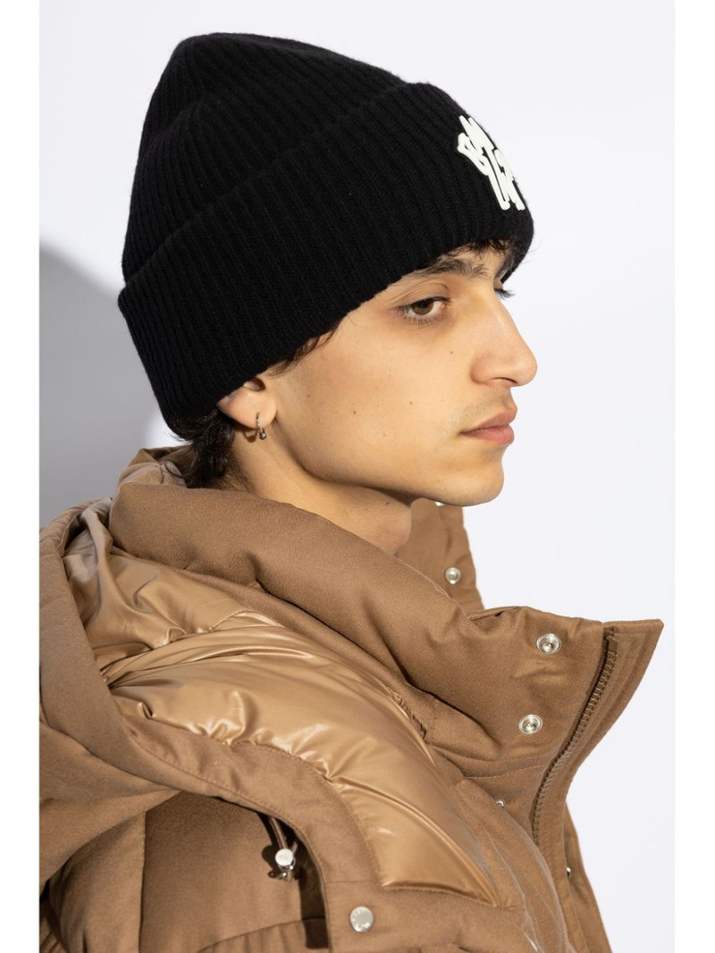 Moncler logo patch beanie outlook