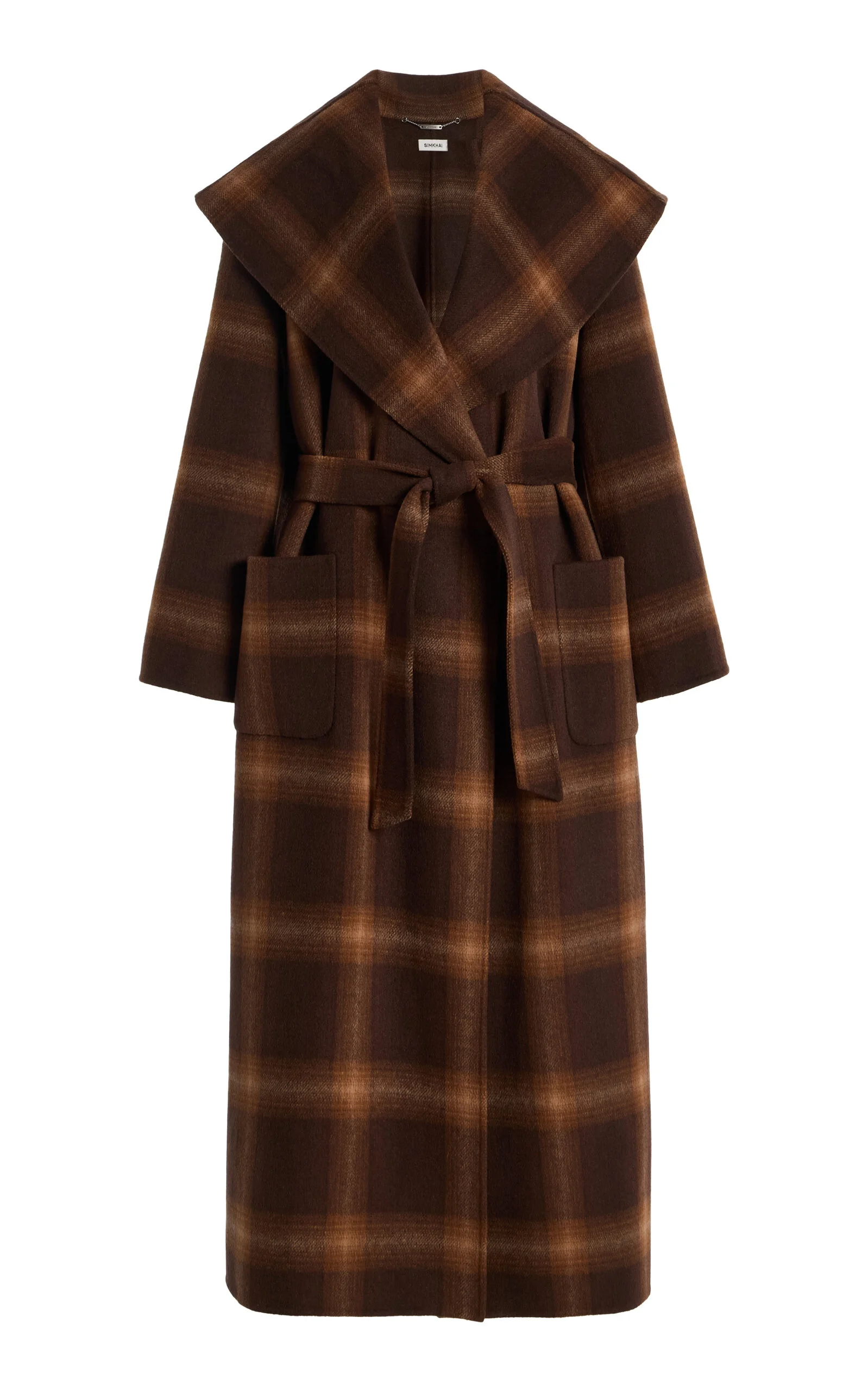 Mulhollond Plaid Wool Robe Coat brown - 1