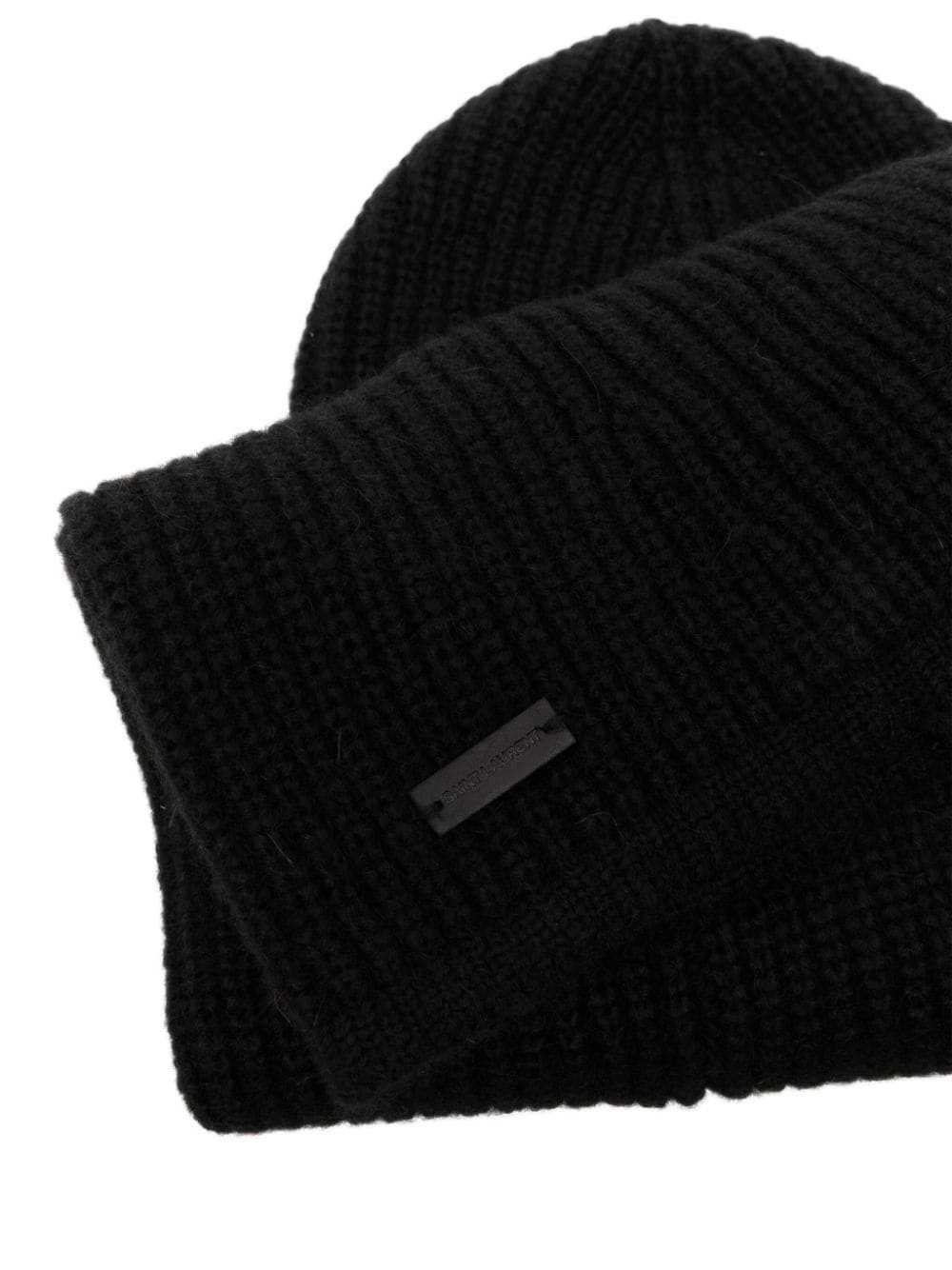 logo-plaque ribbed balaclava - 2