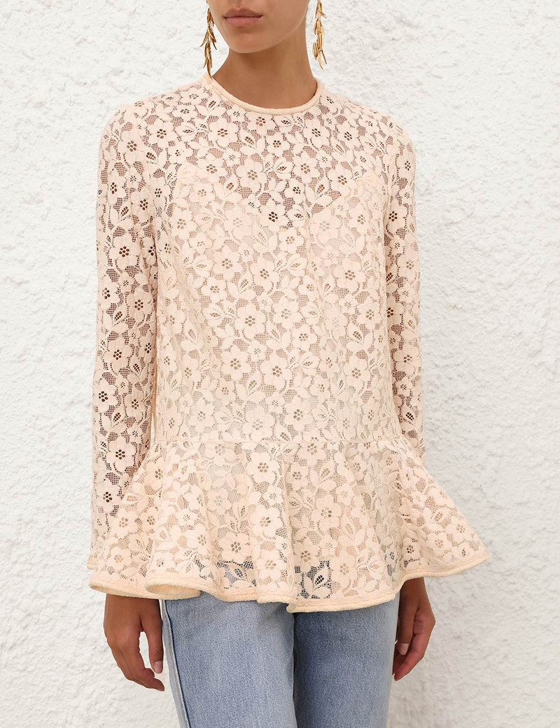 Zimmermann LACE PEPLUM BLOUSE outlook