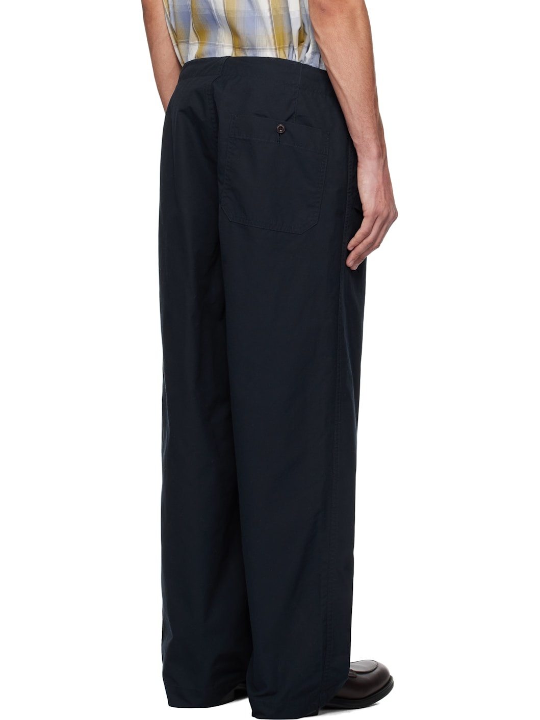 Navy Side Belt Wide Trousers - 3