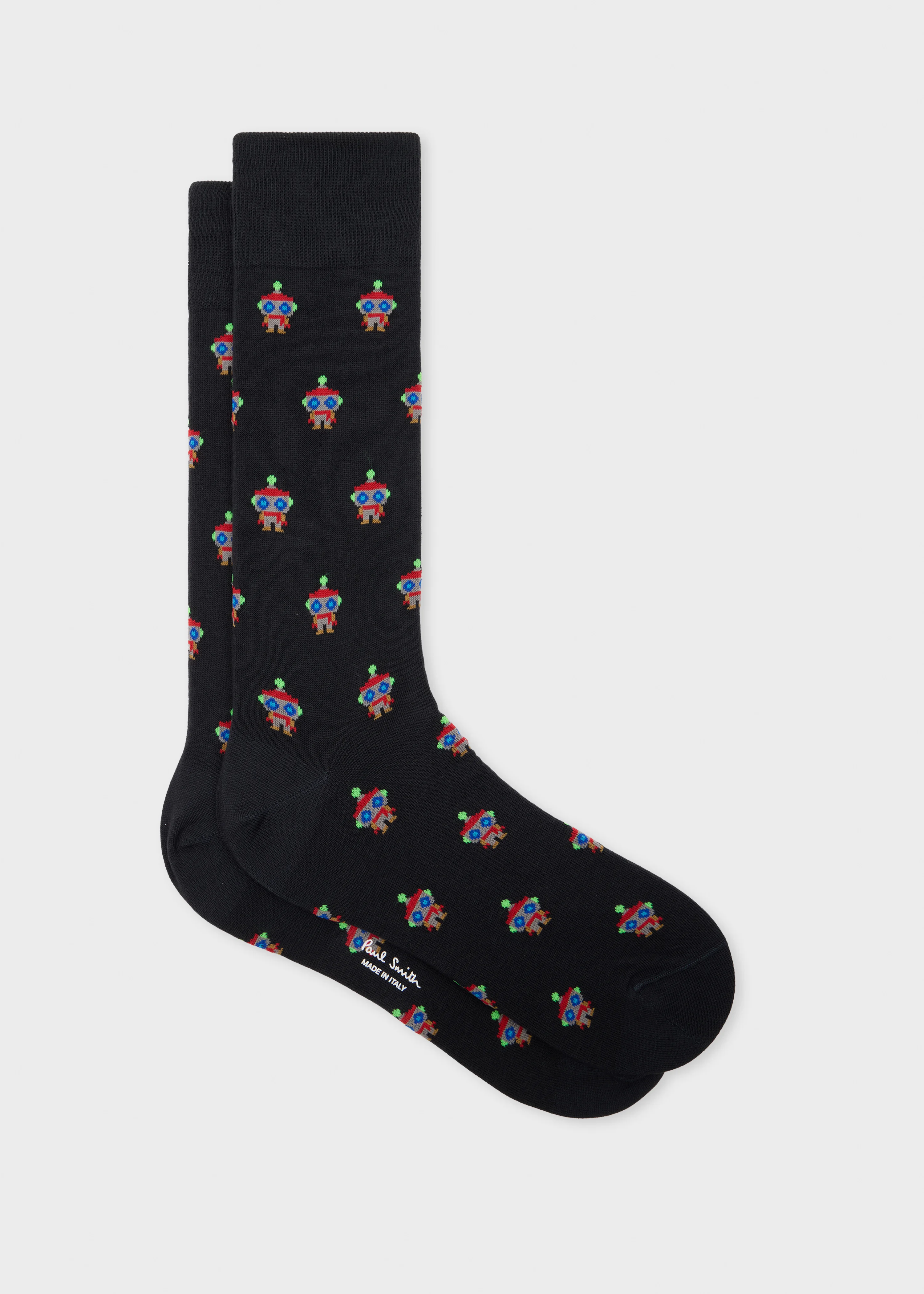 Navy and Grey 'Robot' Jacquard Socks - 1