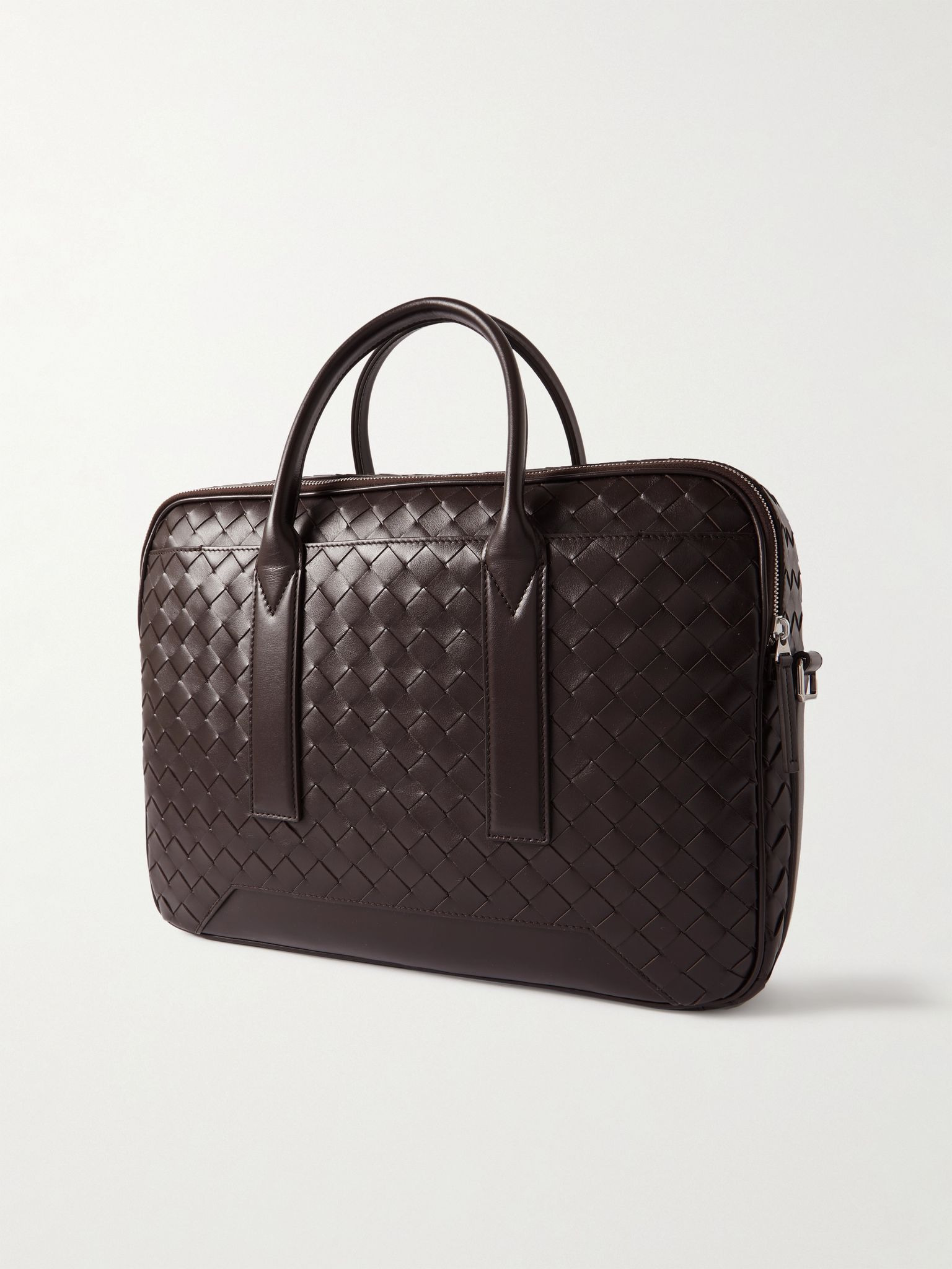 Getaway Intrecciato Leather Briefcase Brown - 3