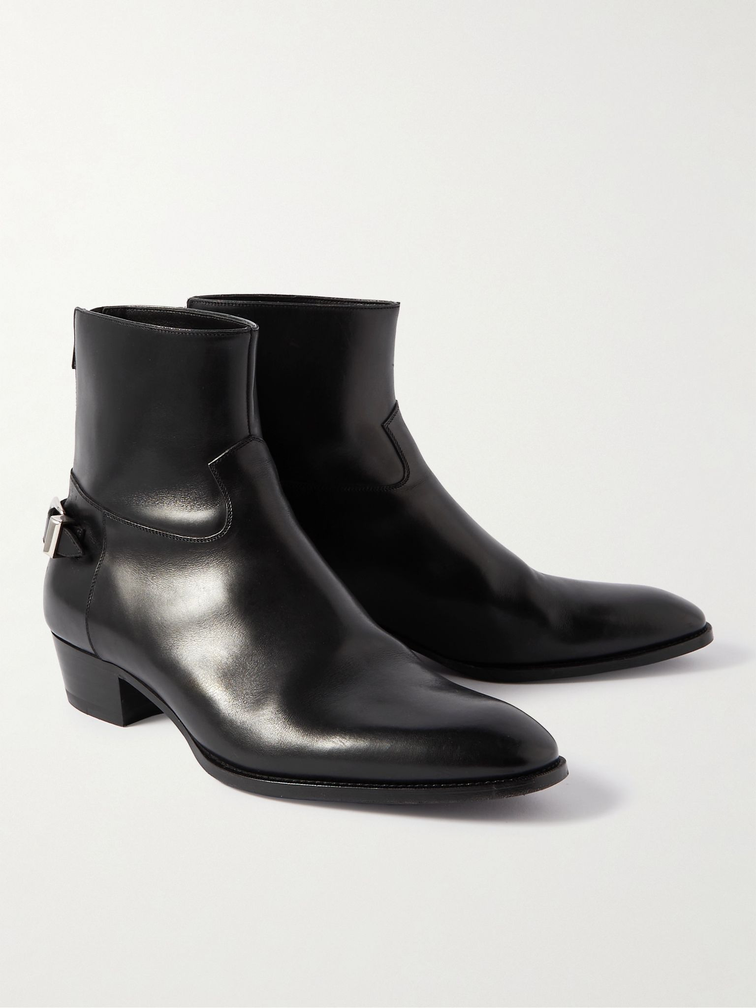 Drugstore Buckled Leather Ankle Boots Black - 4