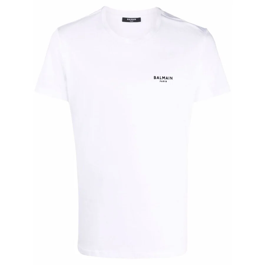 Balmain Flock Logo Print T Shirt - 1