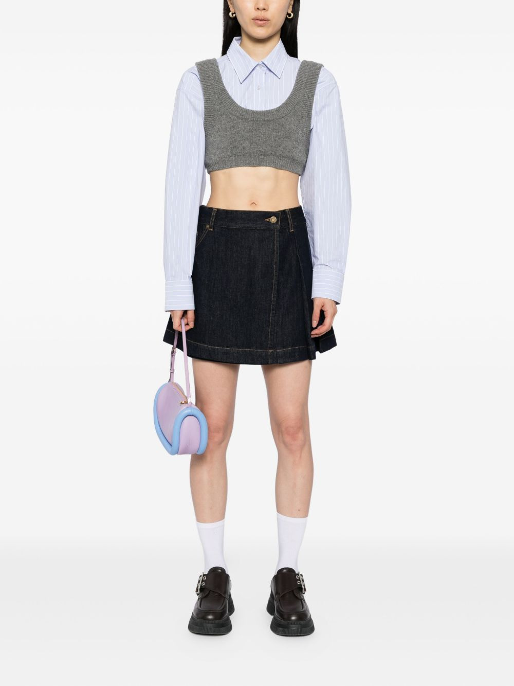 pleated denim skirt - 2