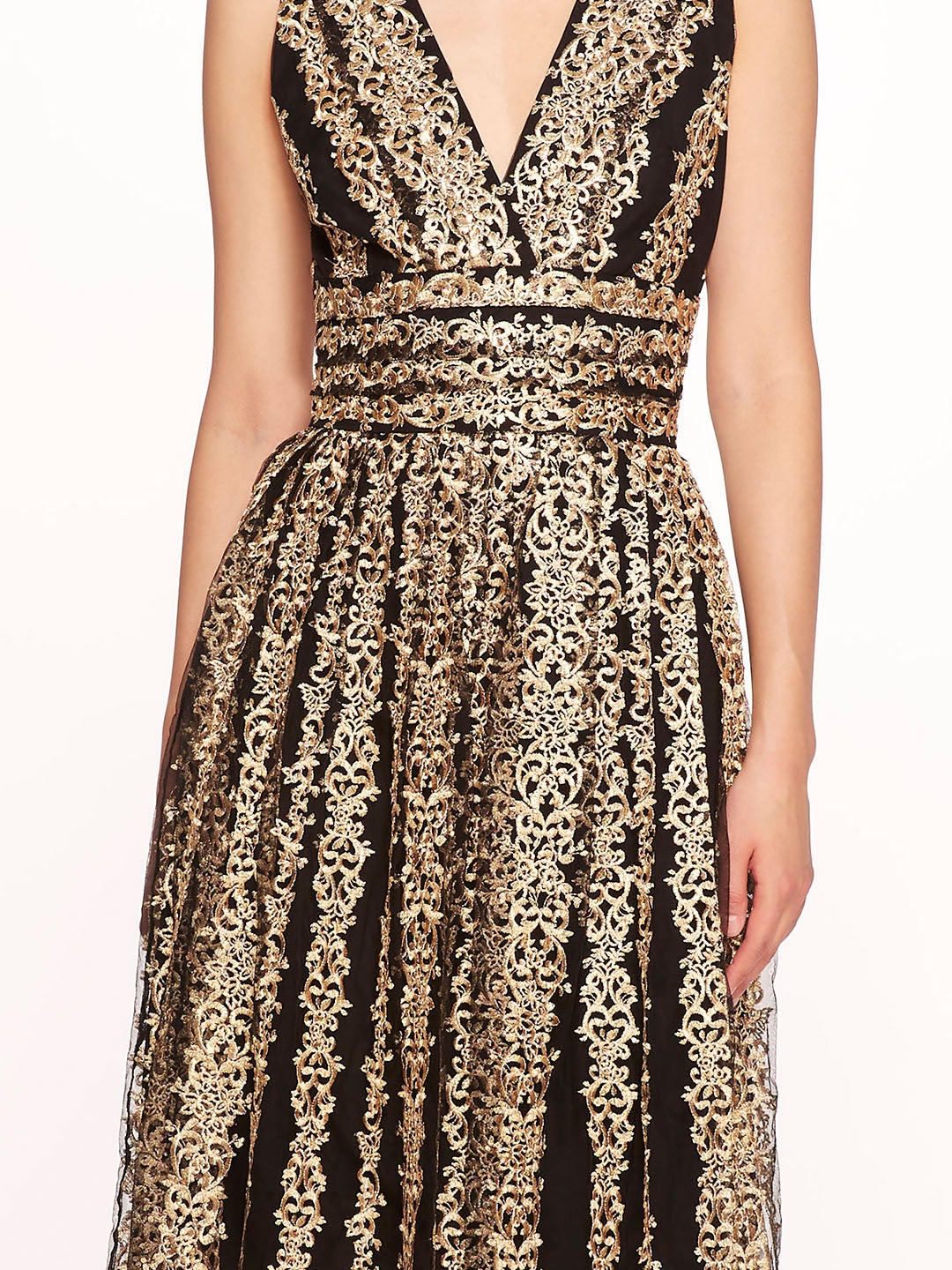 METALLIC FILIGREE COCKTAIL DRESS - 4