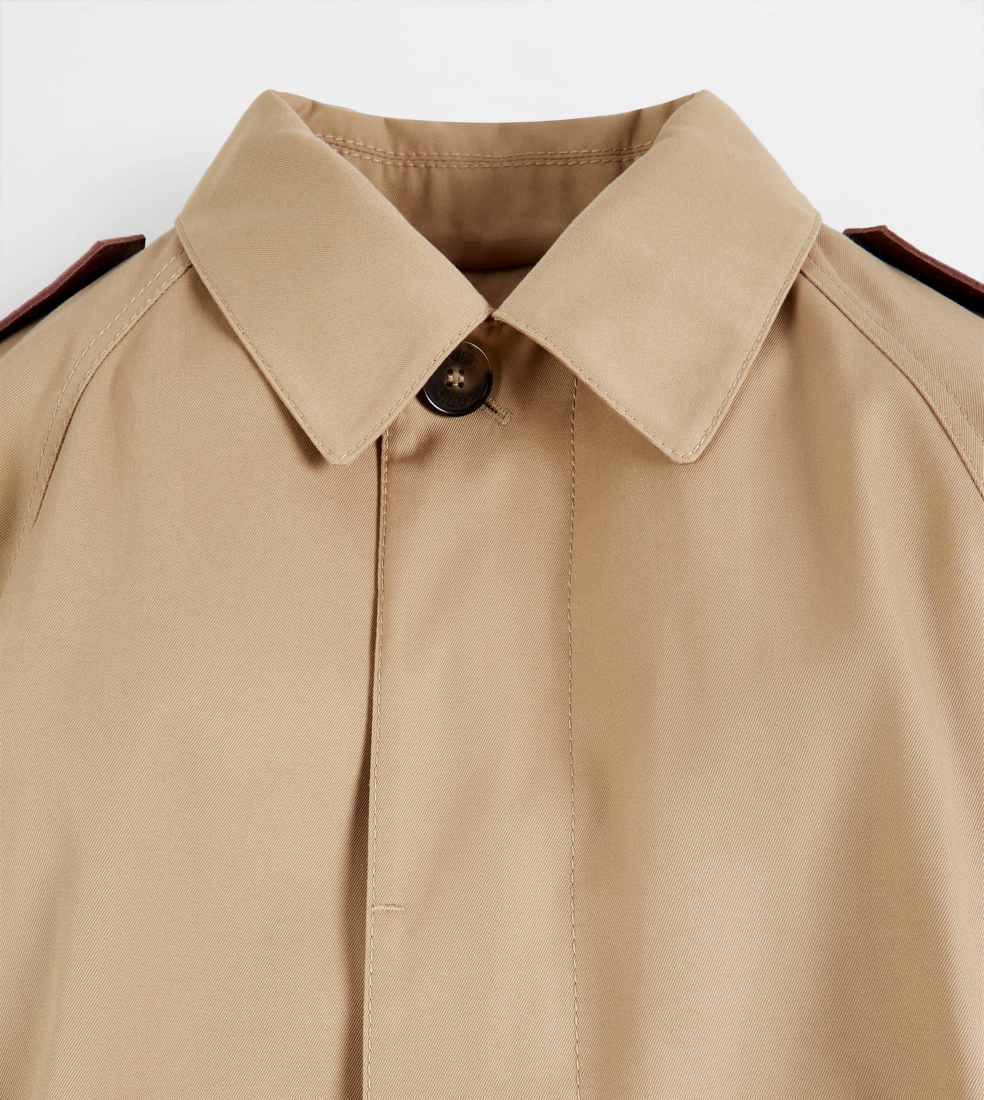 TRENCH COAT WITH INSERTS IN LEATHER - BEIGE - 3