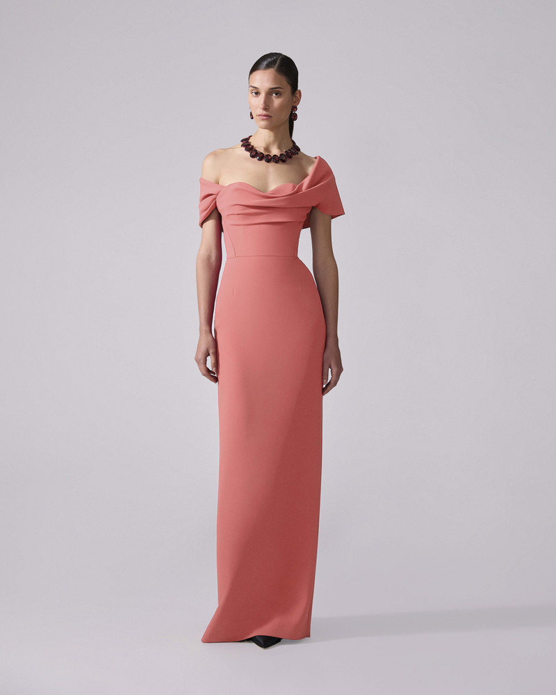 CAROLINA HERRERA Draped Off-Shoulder Column Gown outlook