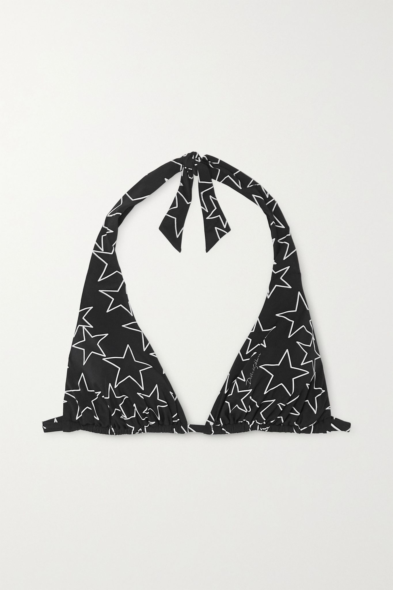 Printed triangle halterneck bikini top - 1