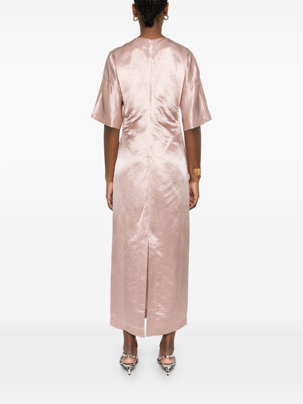 gathered-detail midi dress - 4
